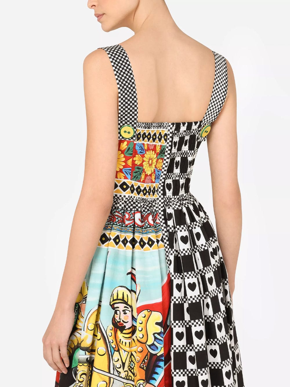 Dolce & Gabbana Long Patchwork-Print Poplin Dress