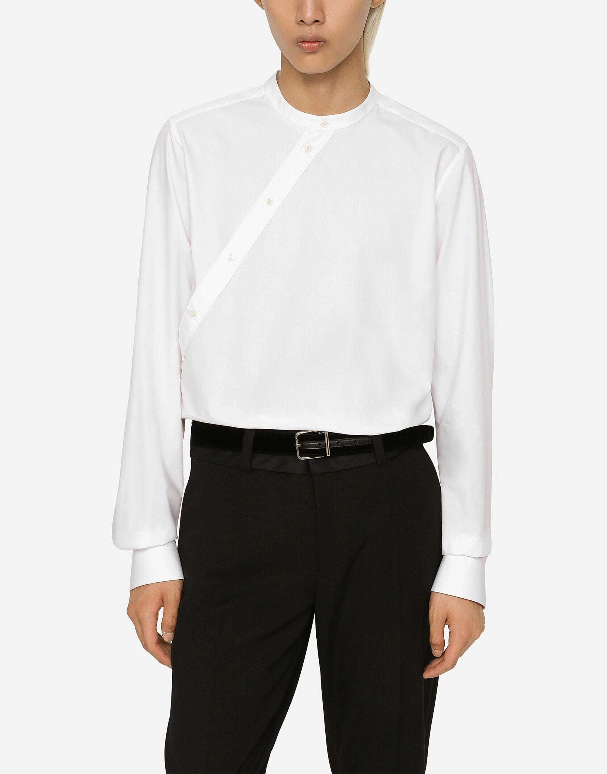DOLCE&GABBANA 長袖シャツ 新品未使用未着用 Dolce & Gabbana Long-Sleeve Collarless Shirt | Sendegaro BR
