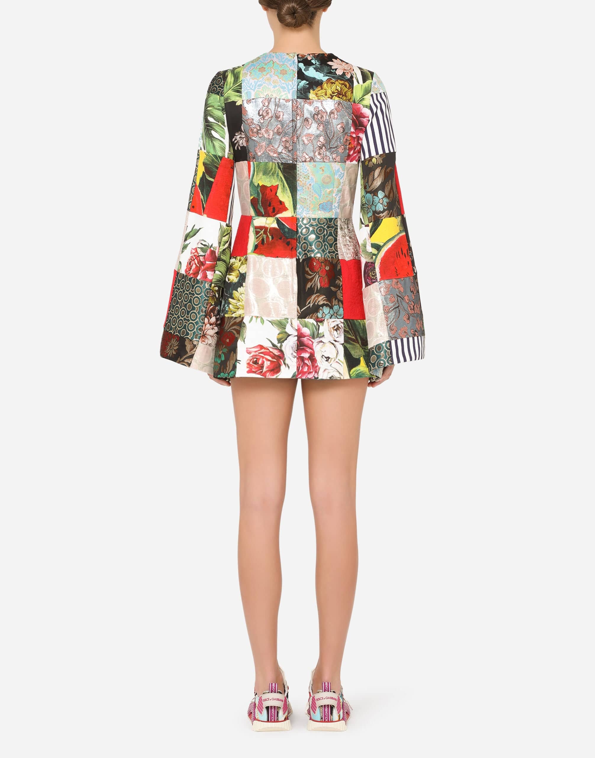 Dolce & Gabbana Long-Sleeved Patchwork Jacquard Dress