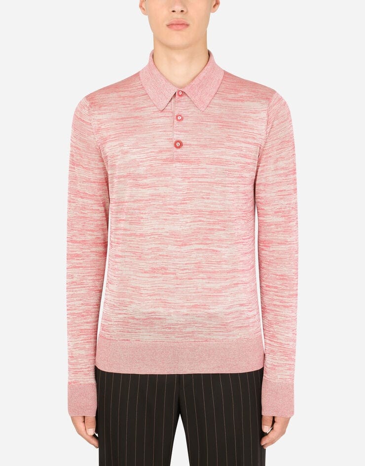 Dolce & Gabbana Long-Sleeved Technical Yarn Polo-Shirt