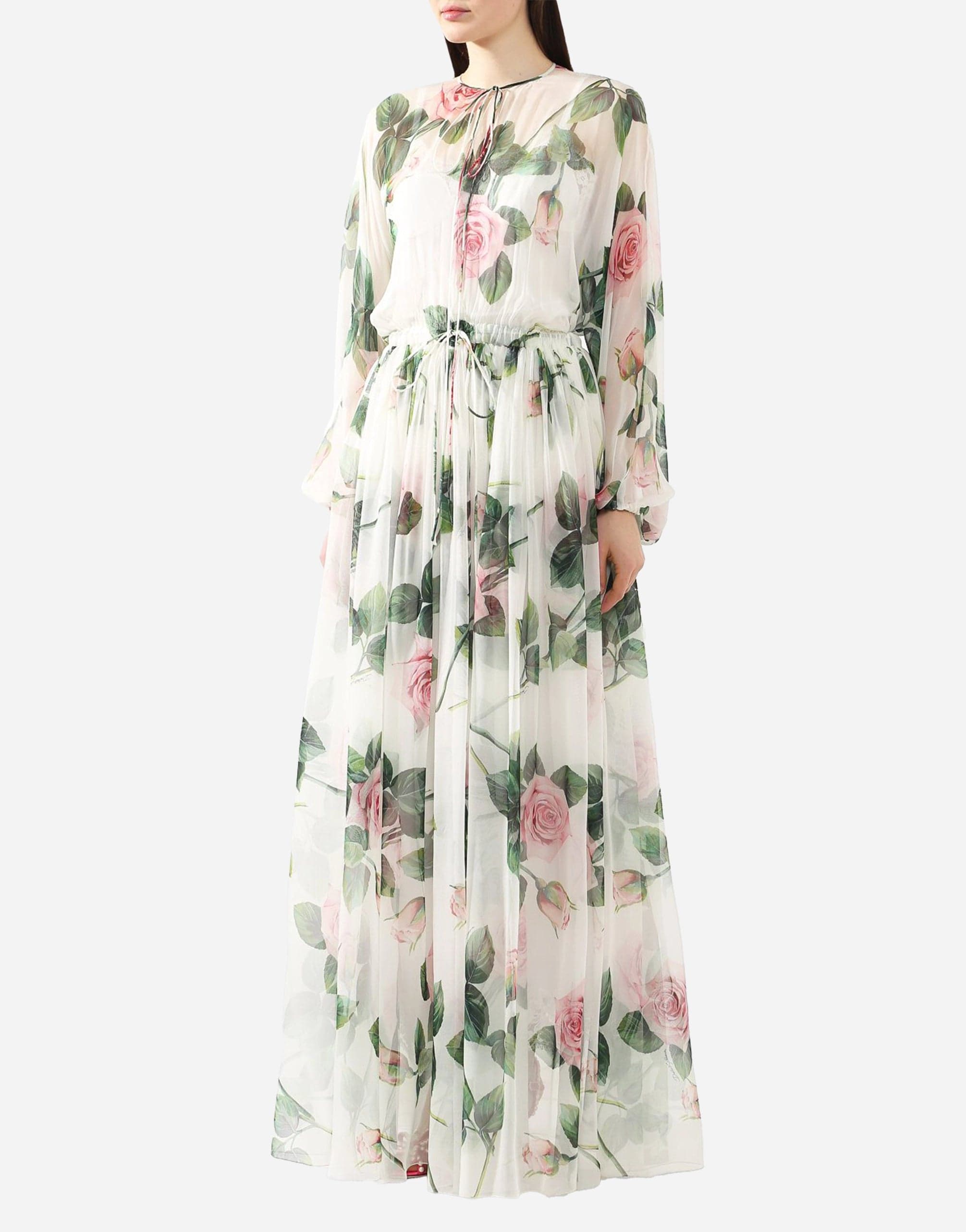 Tropical Print Chiffon Dress