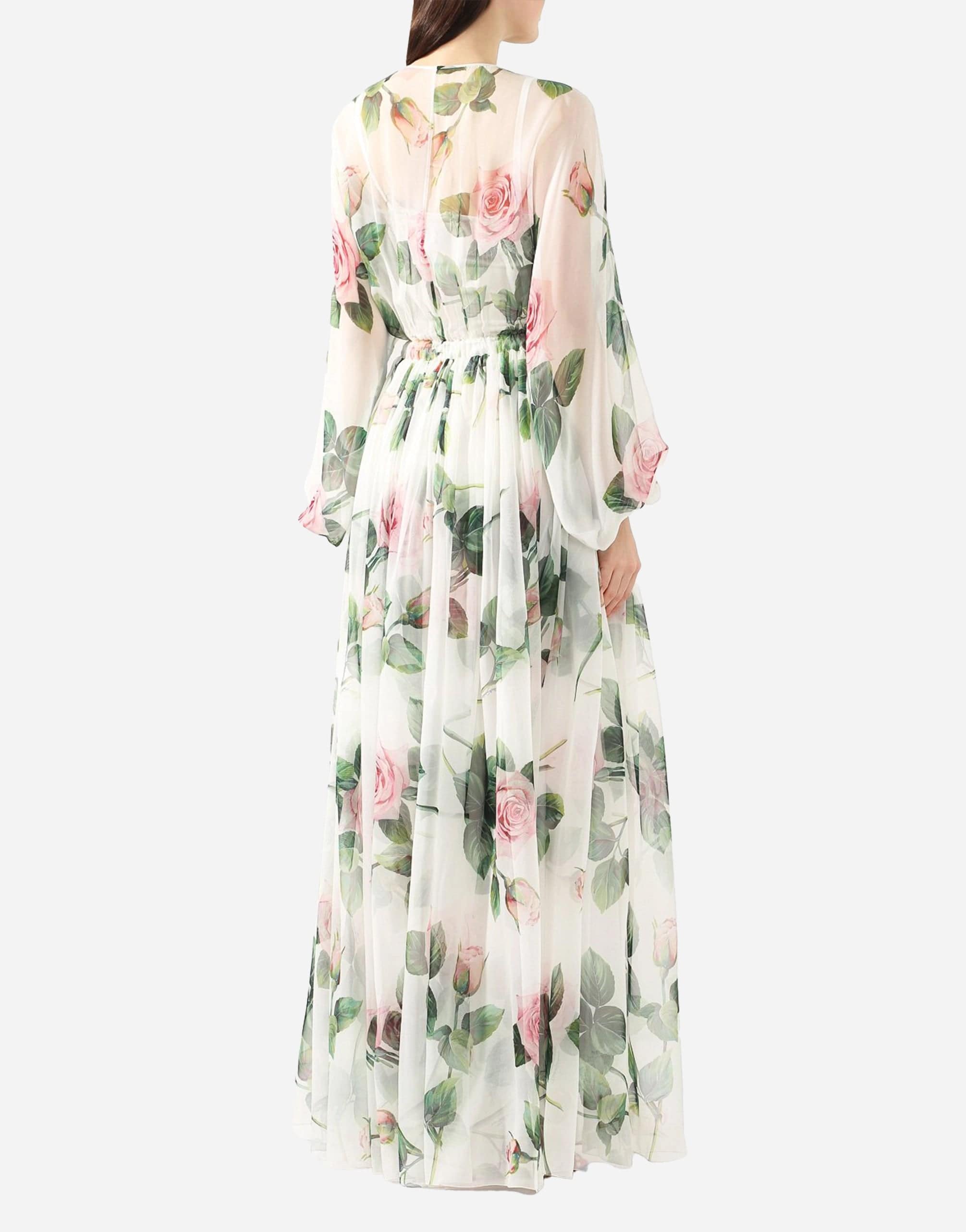 Tropical Print Chiffon Dress