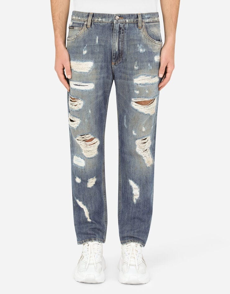 Dolce & Gabbana Loose Blue Jeans With Rips