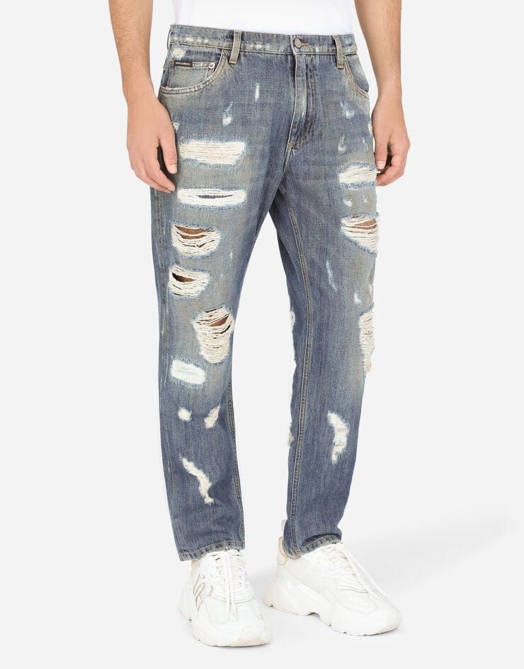 Dolce & Gabbana Loose Blue Jeans With Rips