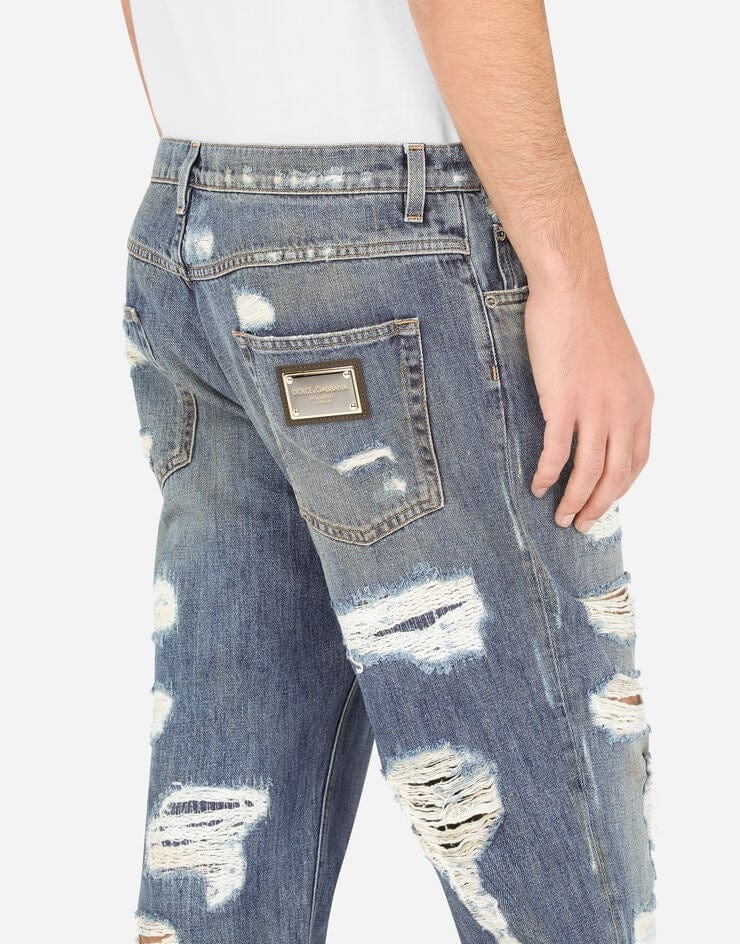 Dolce Gabbana Jeans azules sueltos con rasgaduras Sendegaro MX