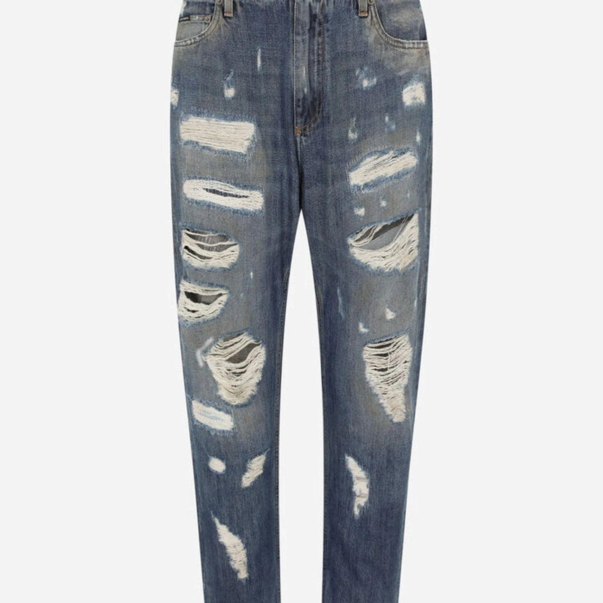 Dolce & Gabbana Loose Blue Jeans With Rips | Sendegaro