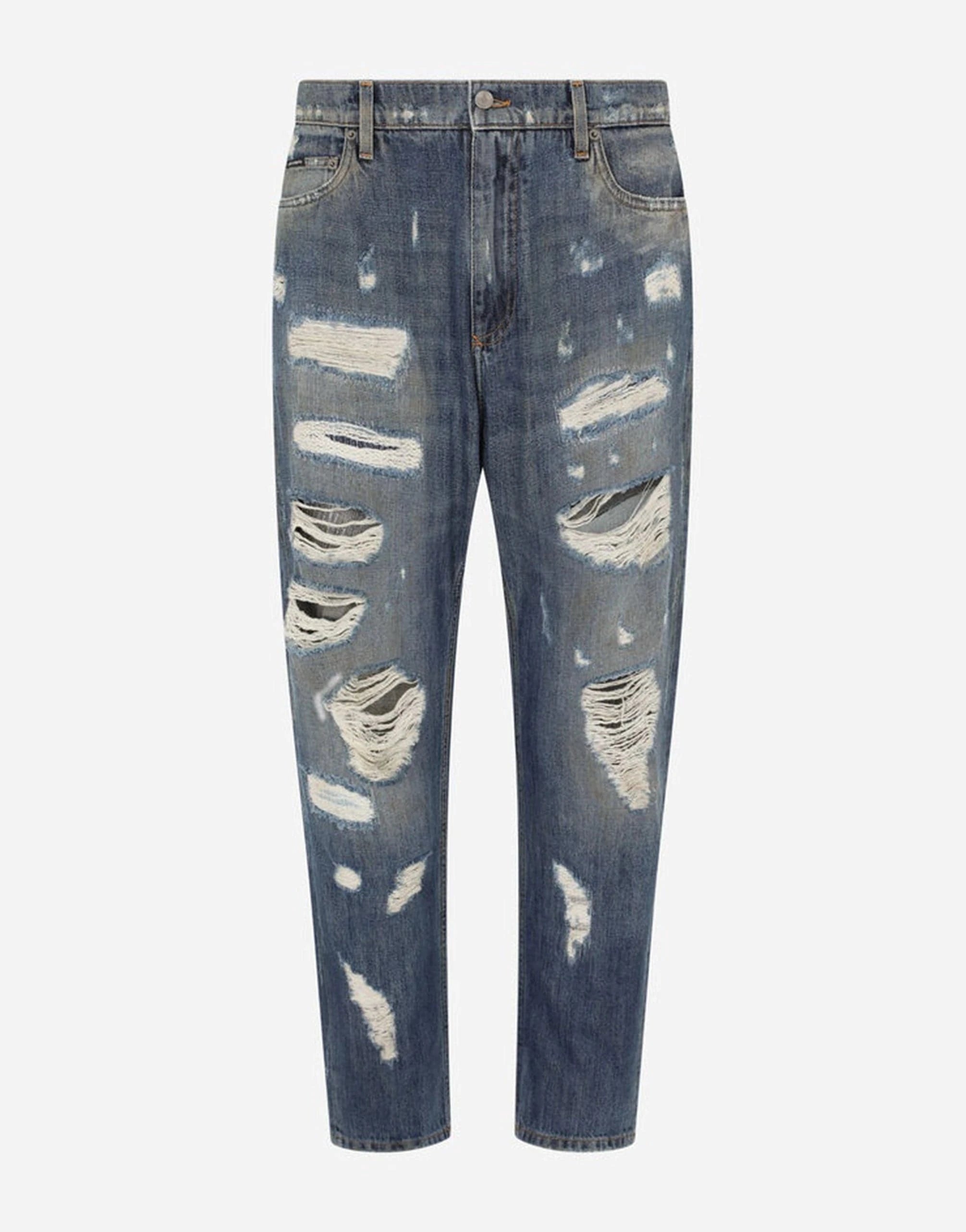 Dolce & Gabbana Loose Blue Jeans With Rips