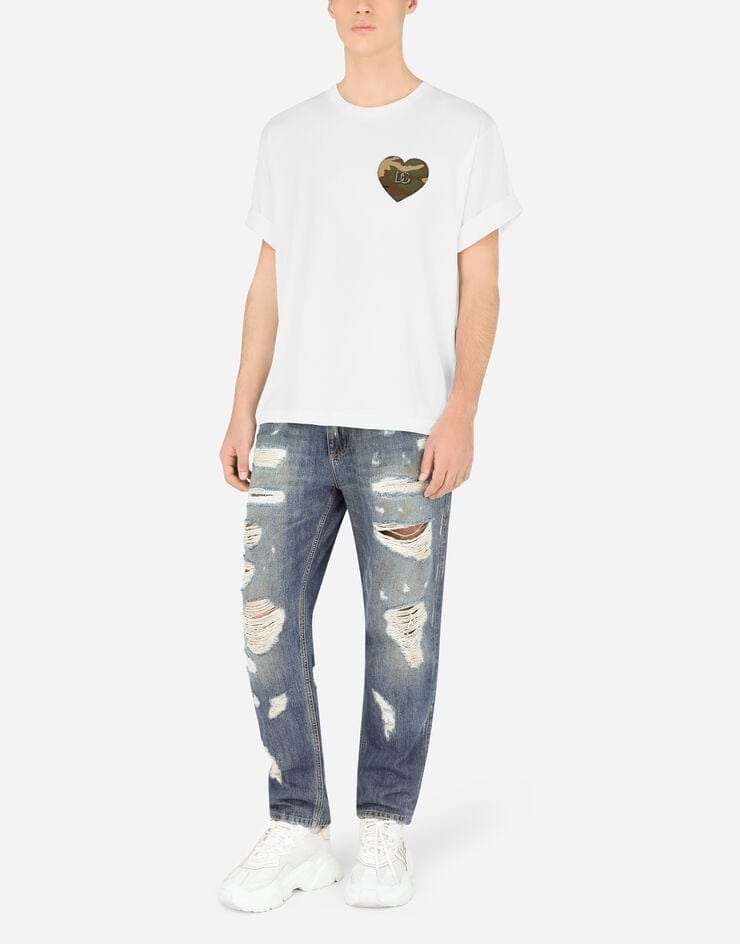 Dolce & Gabbana Loose Blue Jeans With Rips