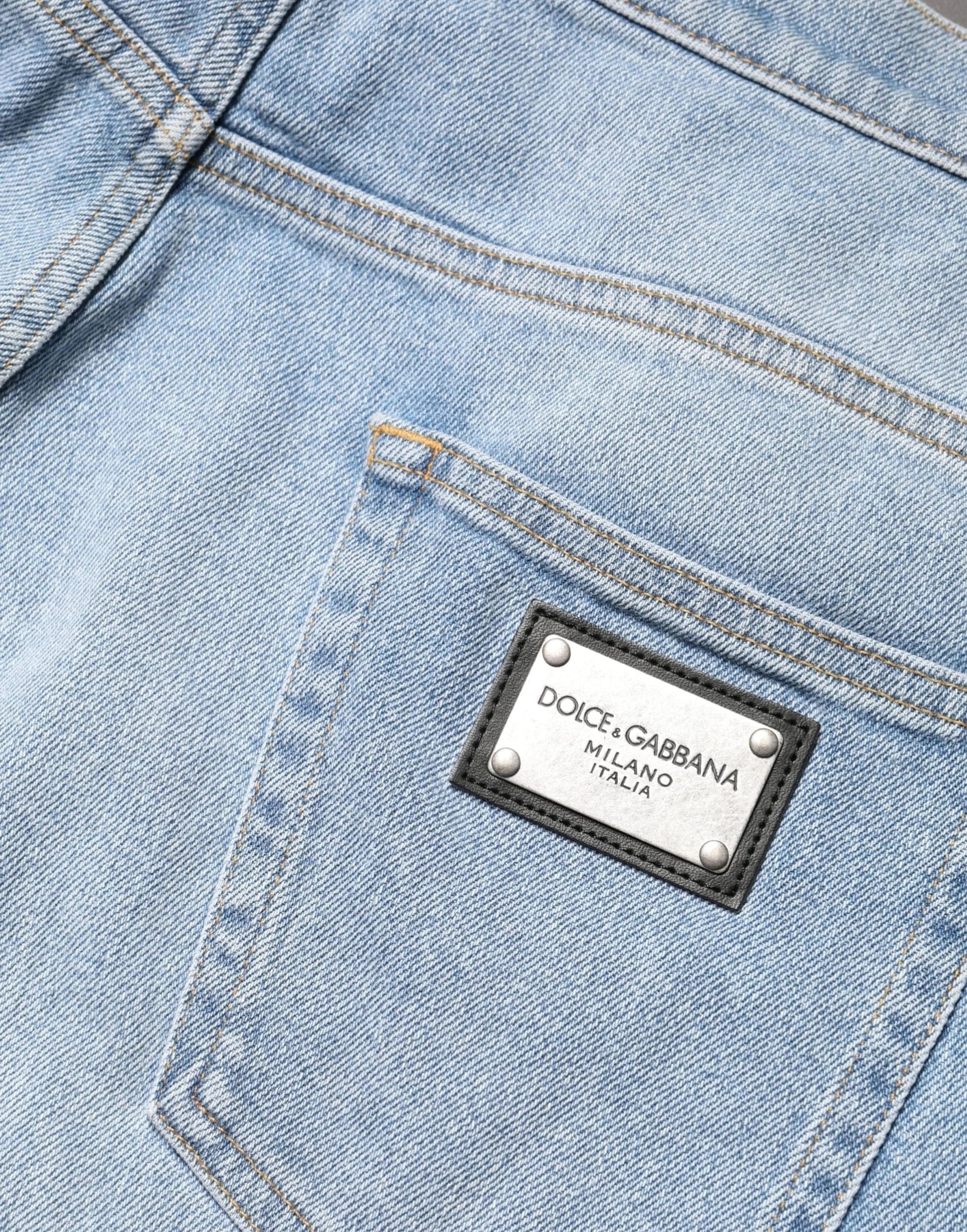 Dolce & Gabbana Loose-Fit Light Blue Washed Cotton Denim Jeans