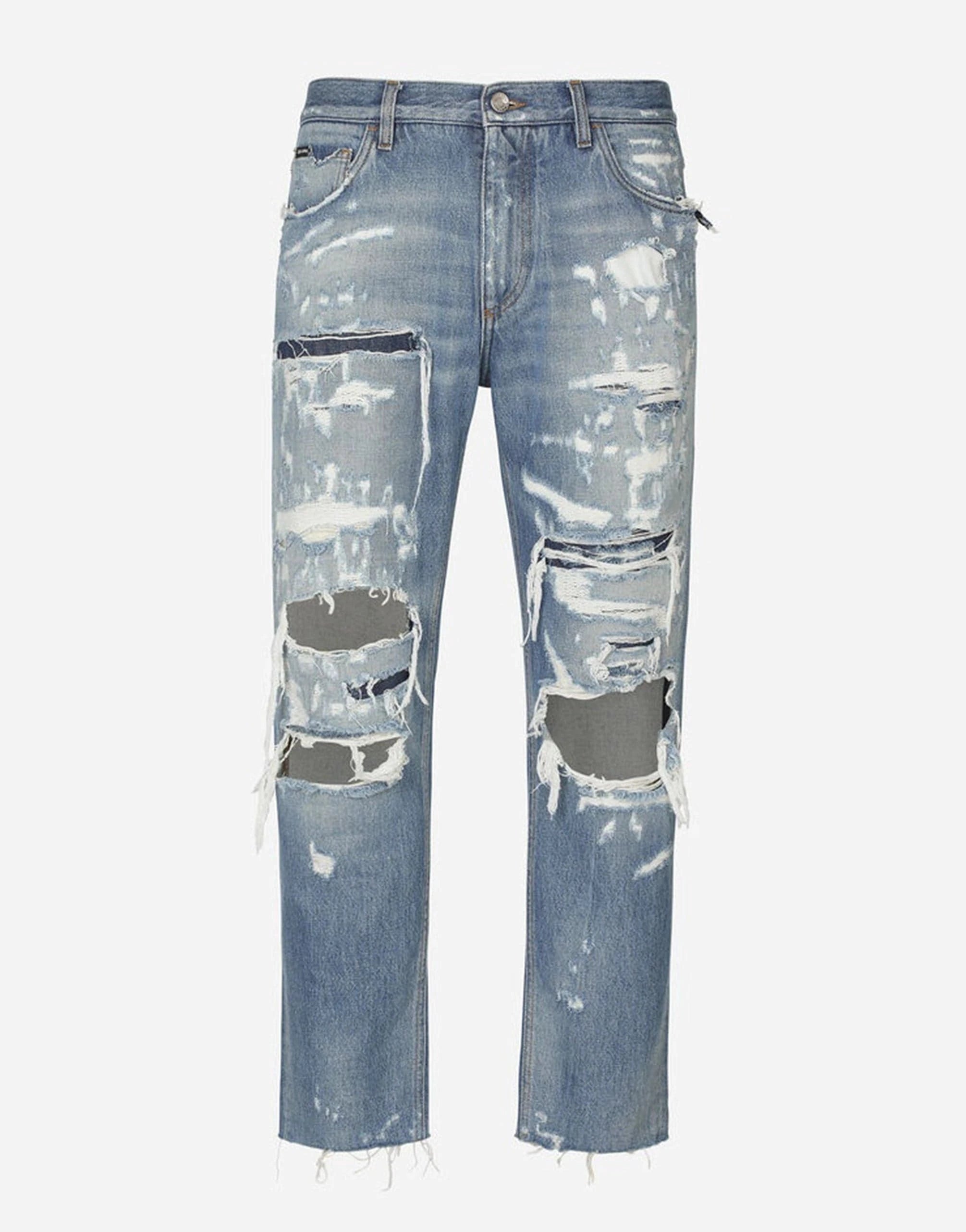 Dolce & Gabbana Loose Wash Denim Destroyed Jeans