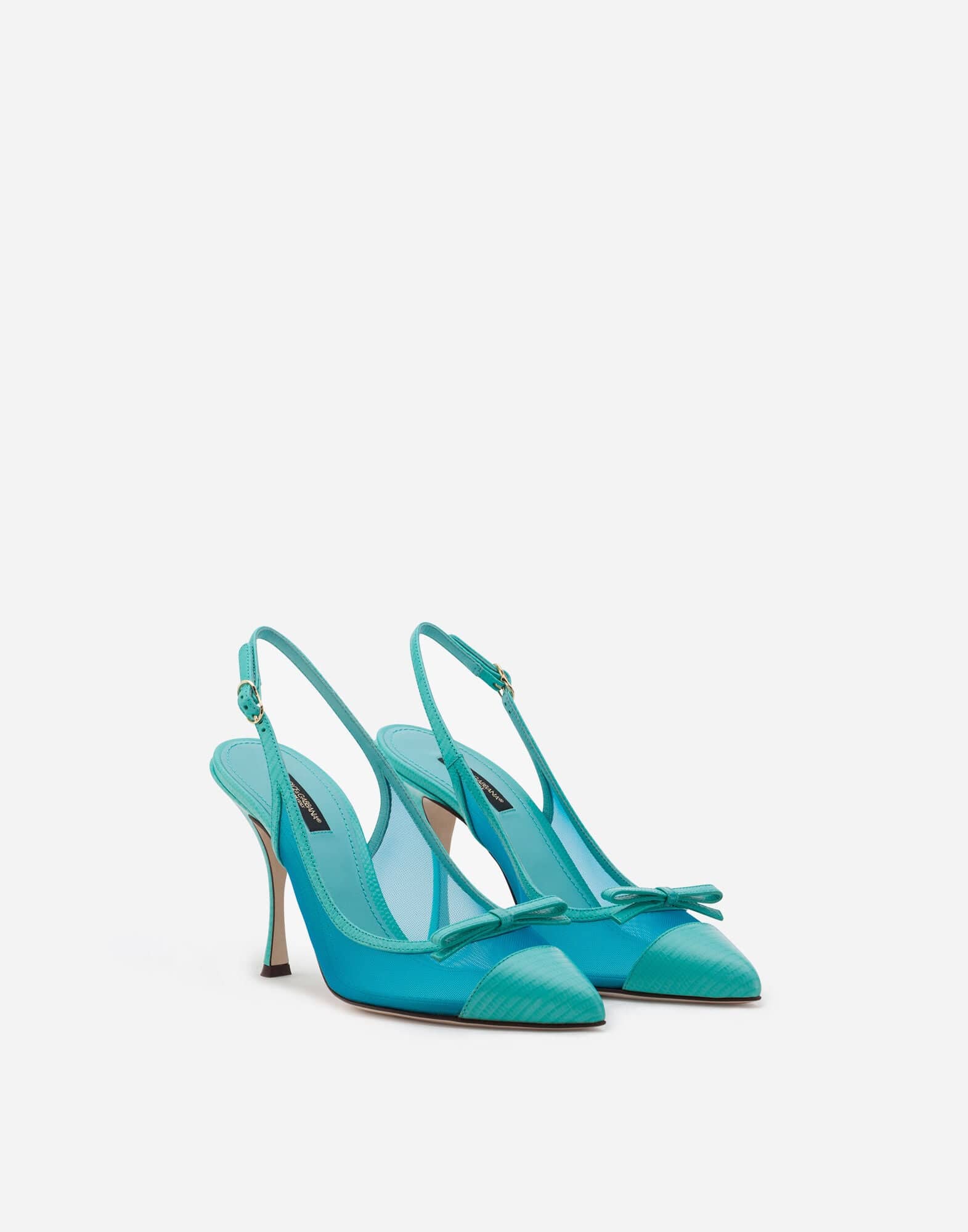 Dolce & Gabbana Lori Iguana-Print Leather Slingbacks