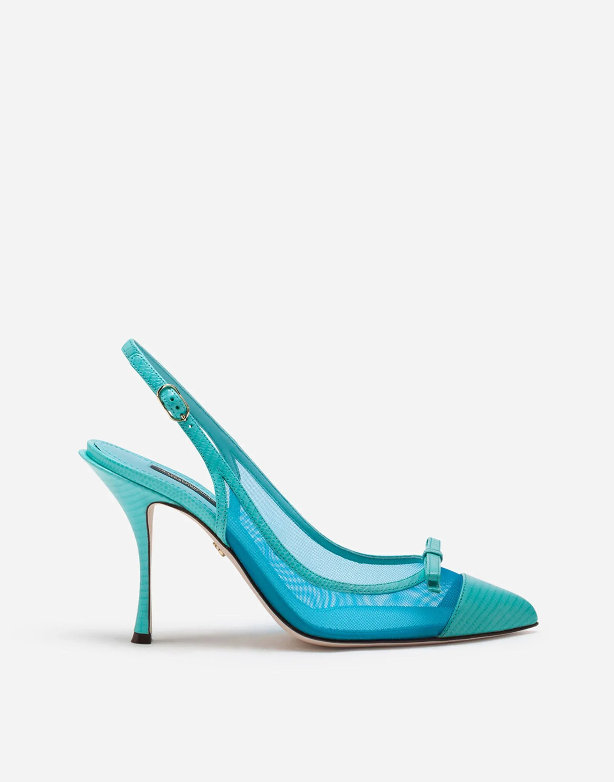 Dolce & Gabbana Lori Iguana-Print Leather Slingbacks