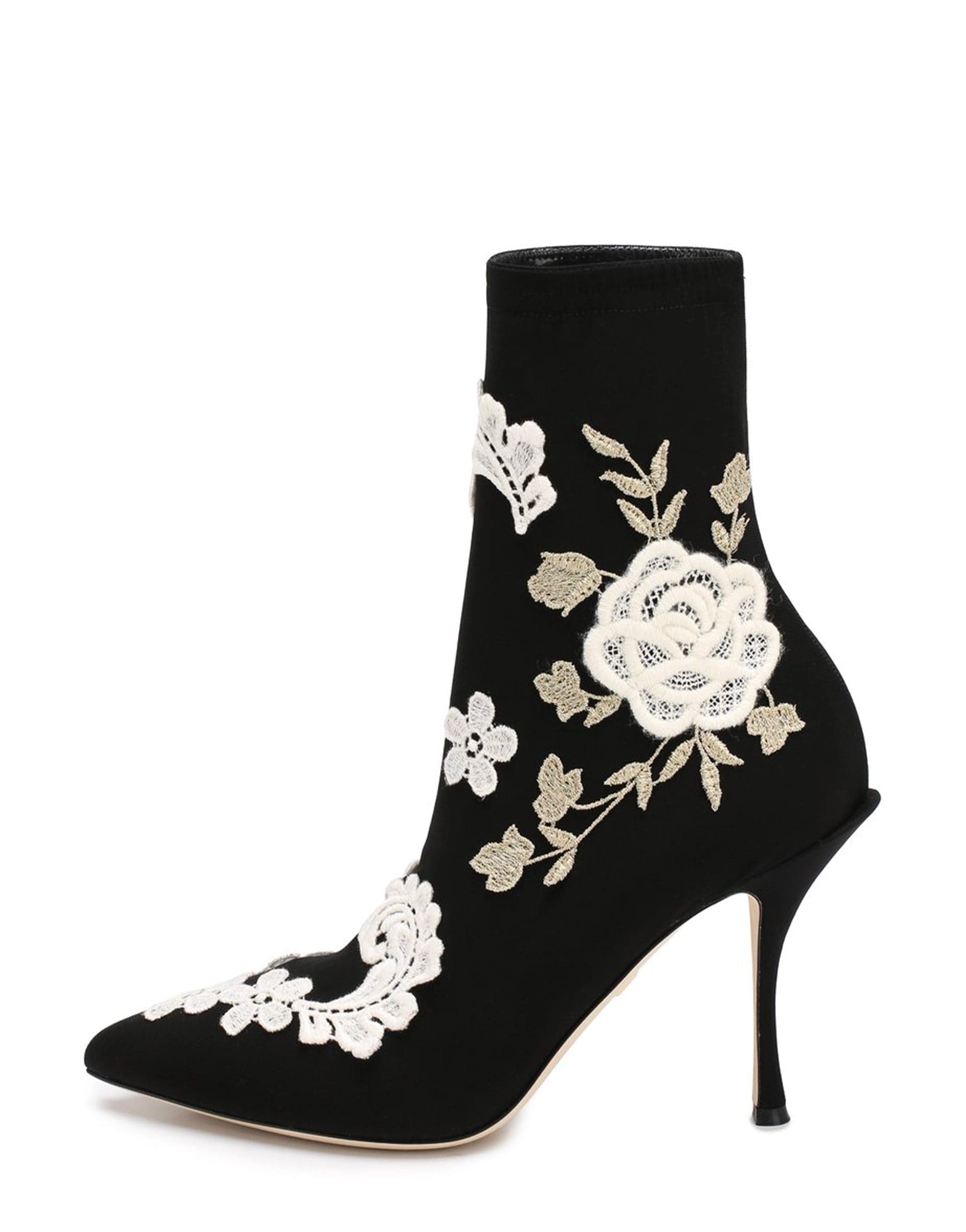 Dolce & Gabbana Lori Macramé Embroidered Stretch Booties