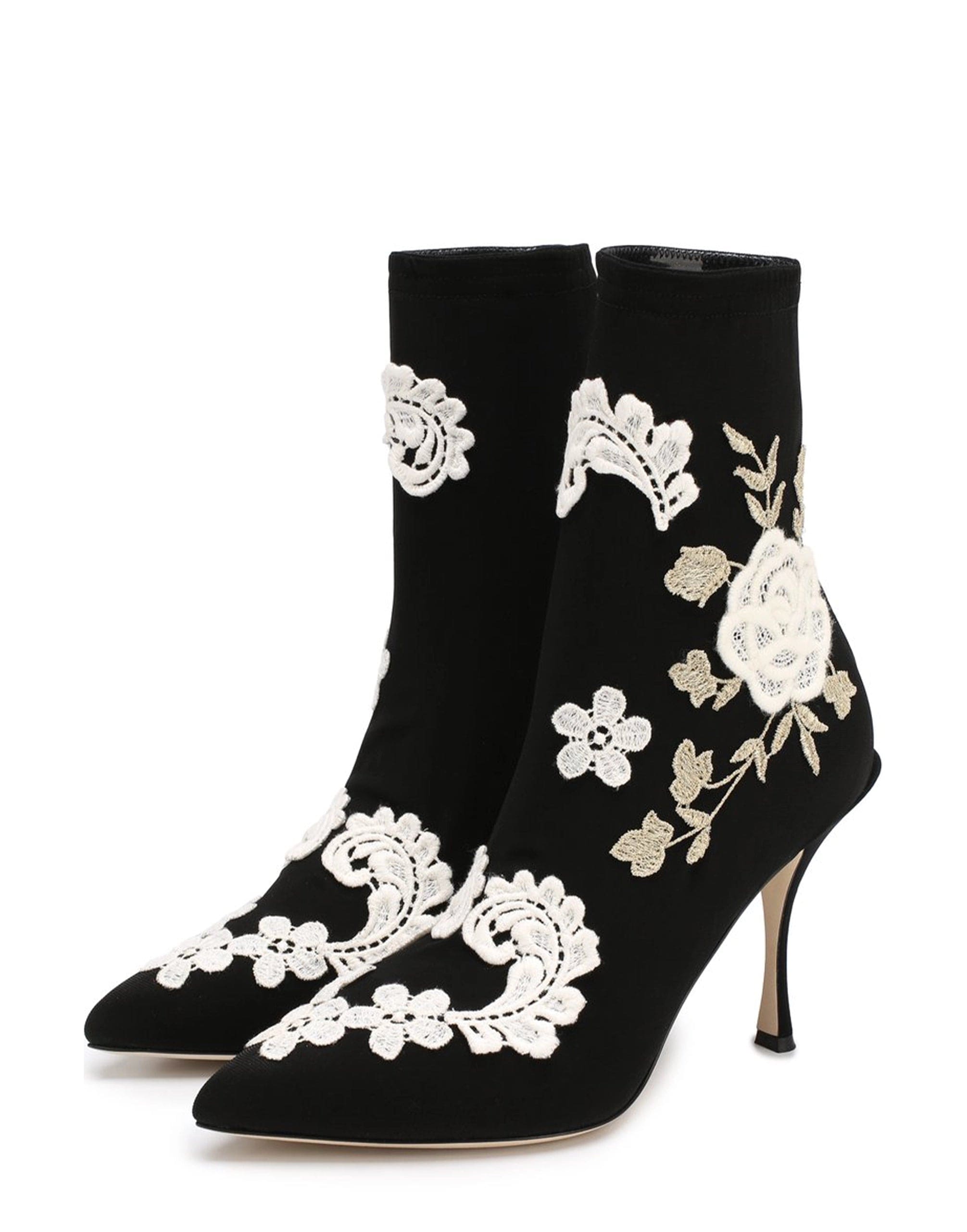 Dolce & Gabbana Lori Macramé Embroidered Stretch Booties