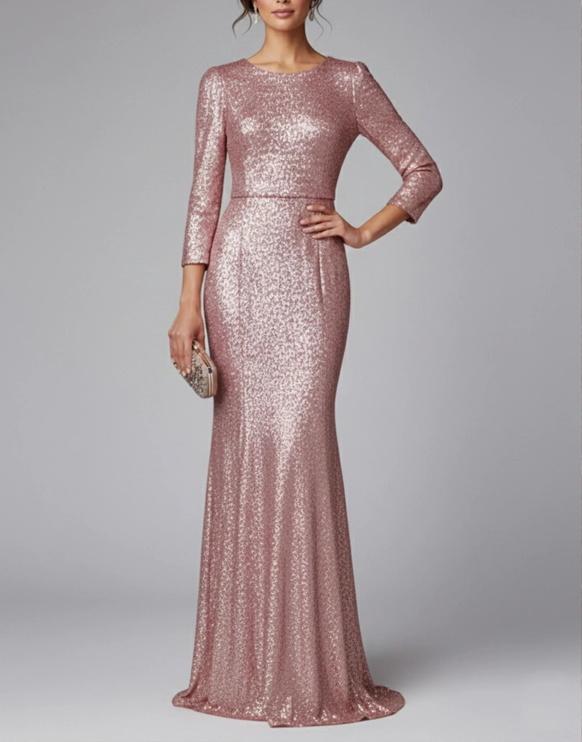 Dolce & Gabbana Luminous Rose Sequin Maxi Dress