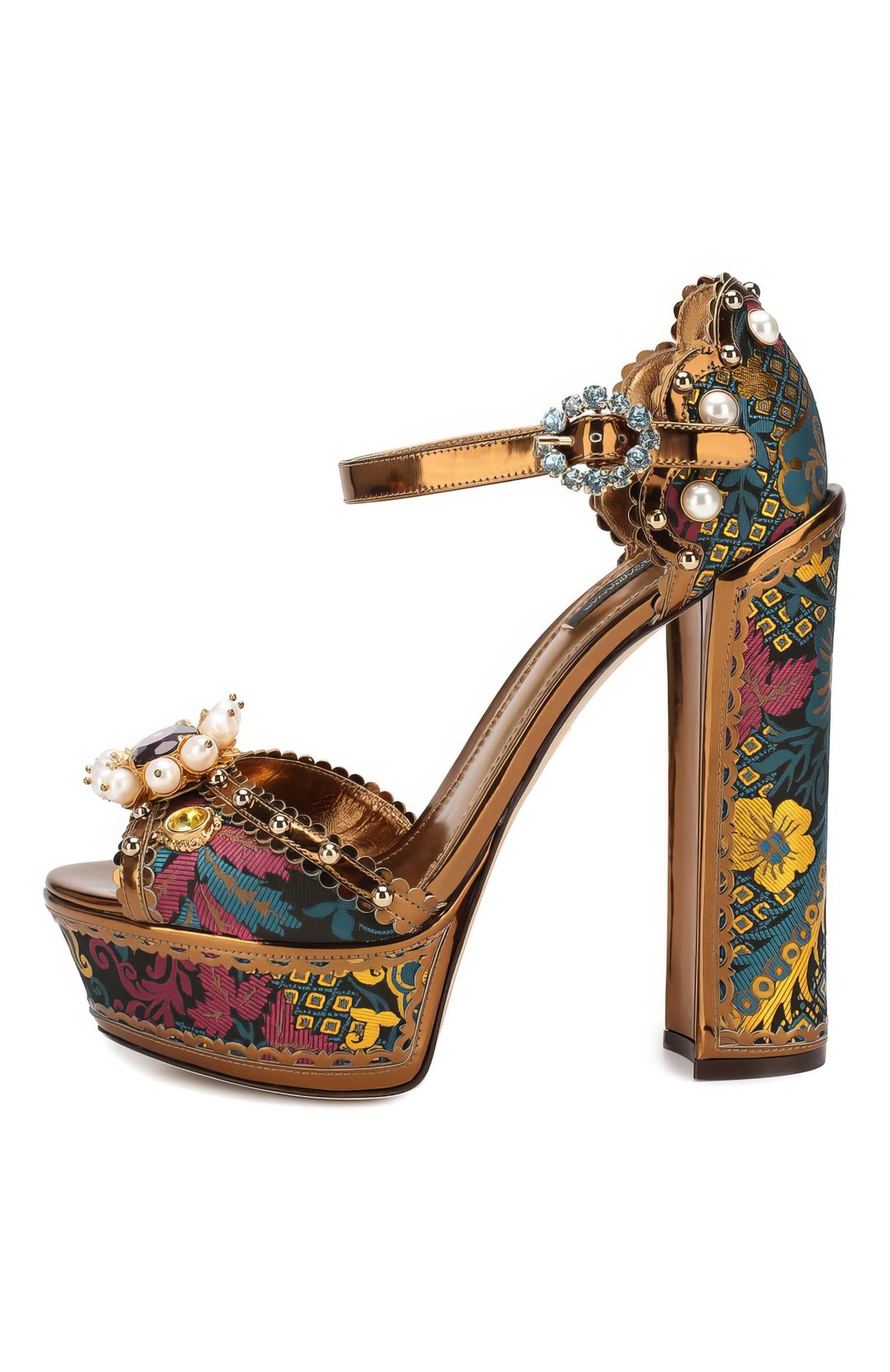 Dolce & Gabbana Lurex Jacquard Platform Sandals