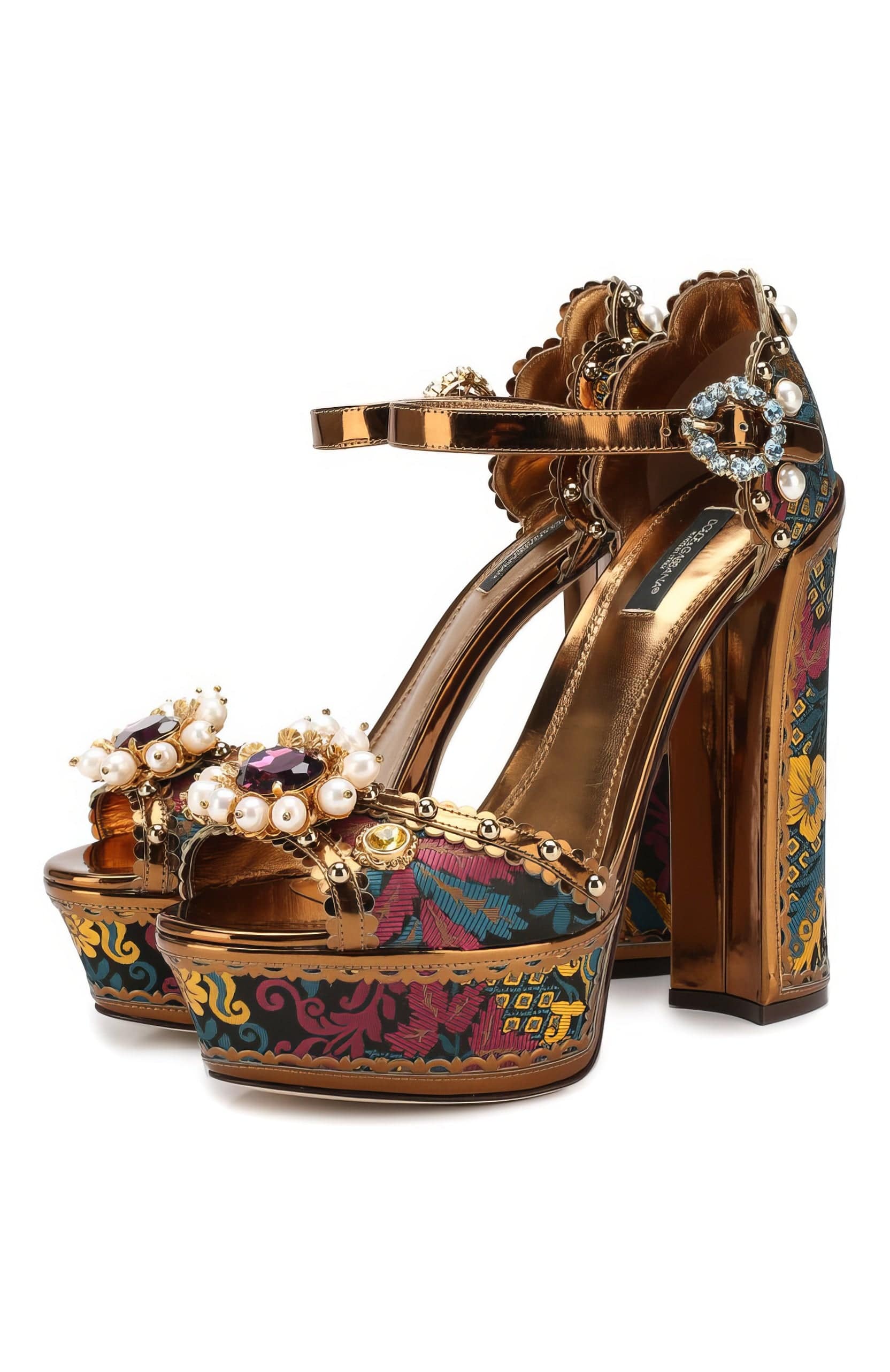 Dolce & Gabbana Lurex Jacquard Platform Sandals