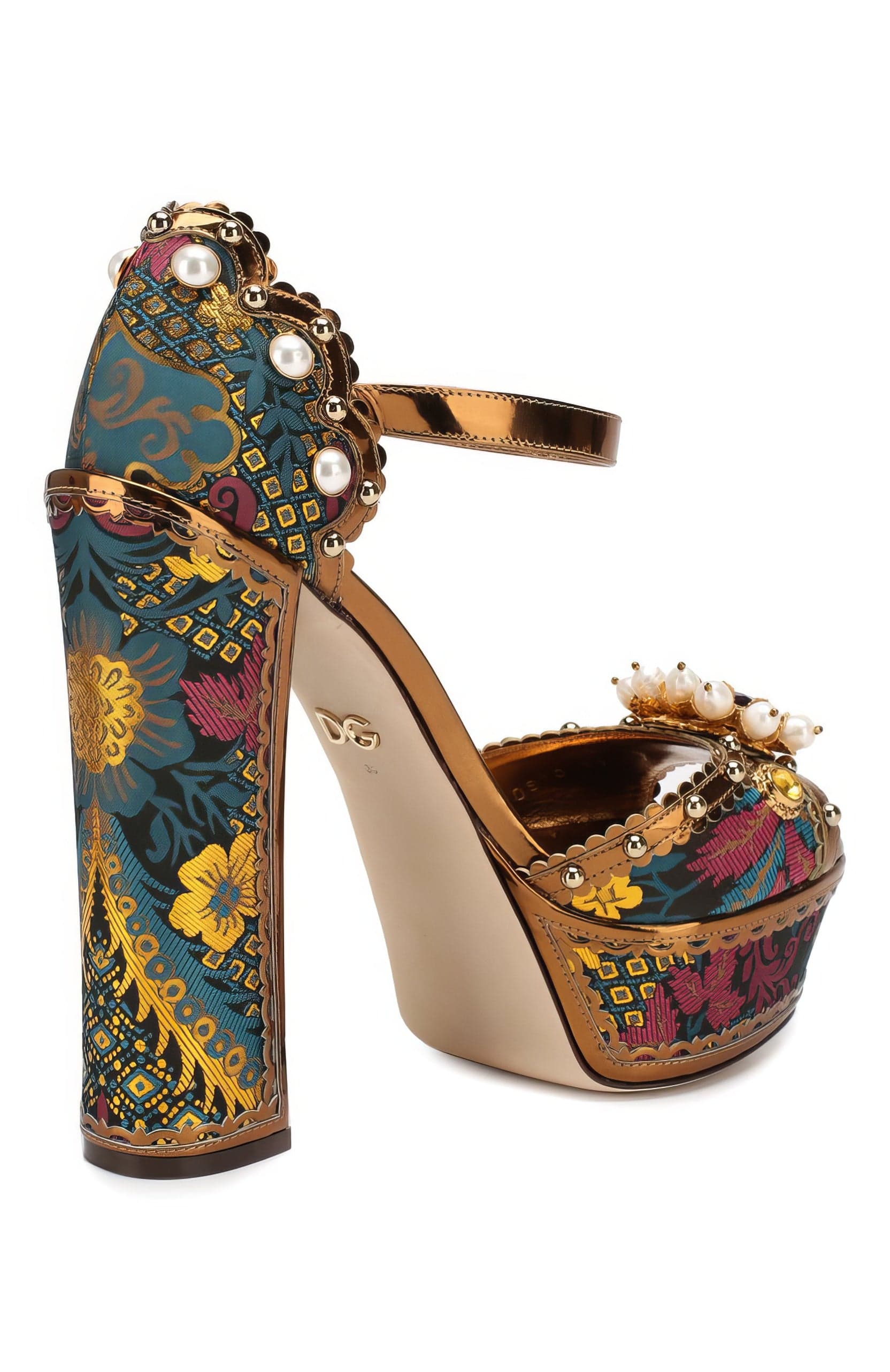 Dolce & Gabbana Lurex Jacquard Platform Sandals