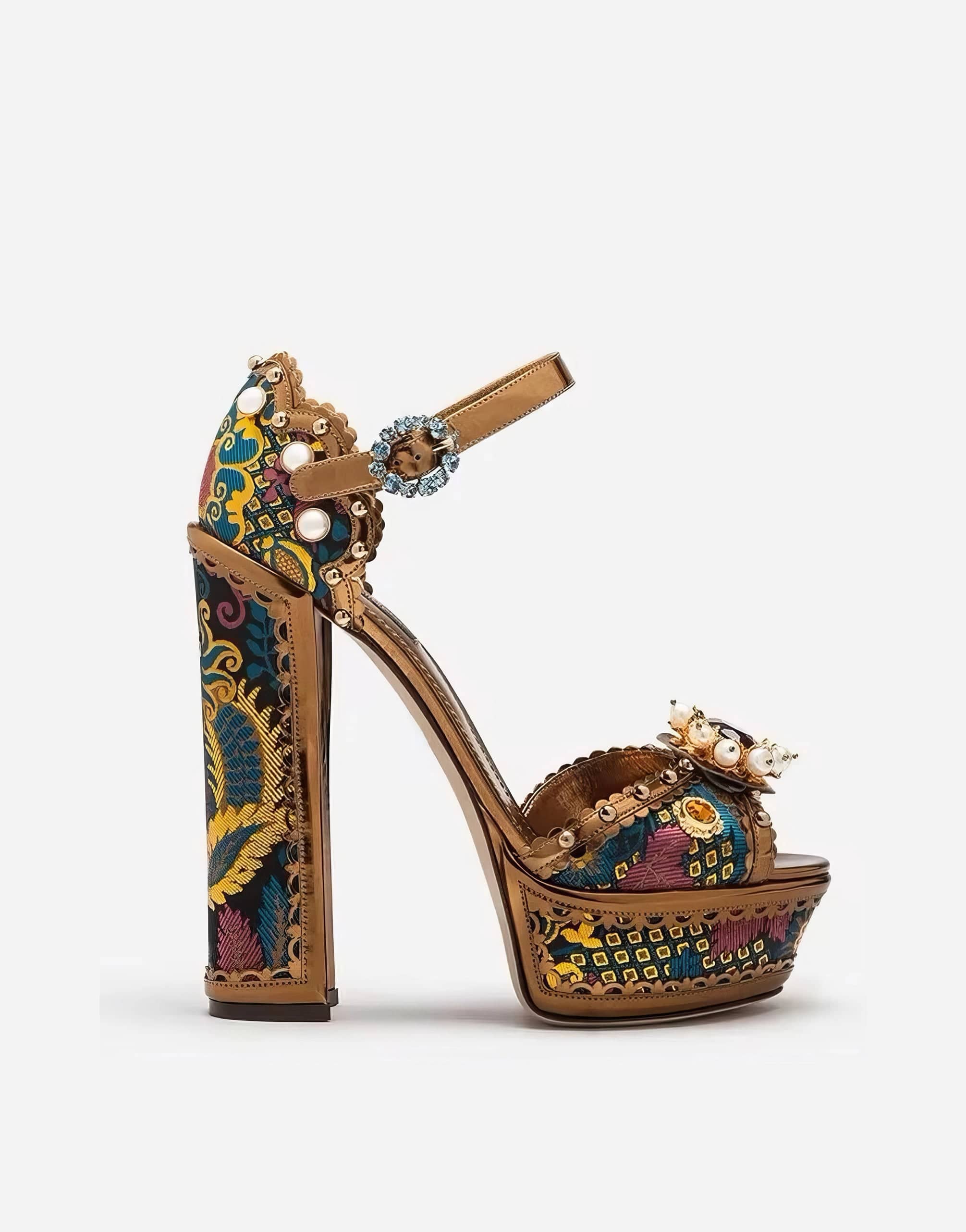 Dolce & Gabbana Lurex Jacquard Platform Sandals