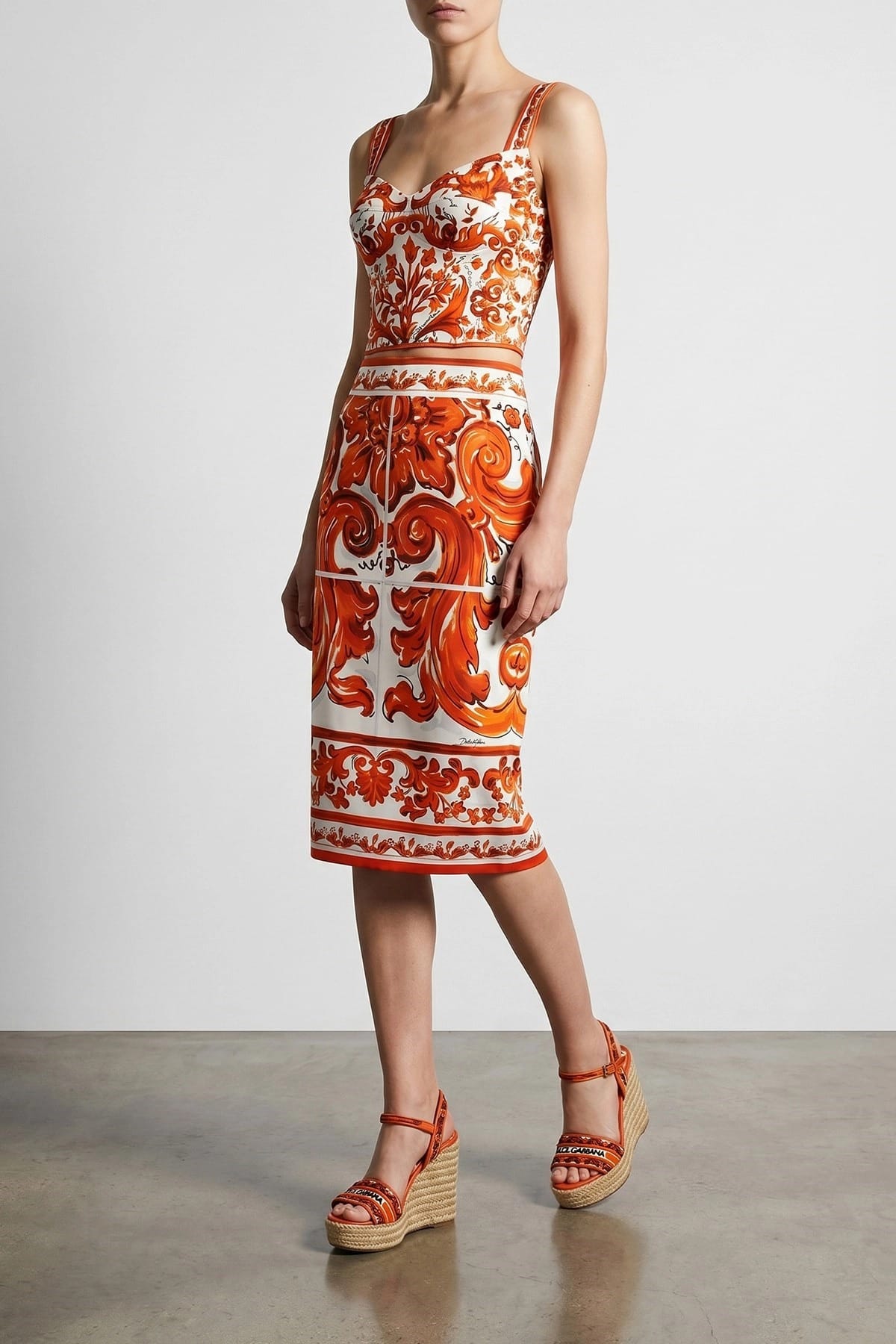 Dolce & Gabbana Maiolica-Druck-Bustieroberteil - alternate view