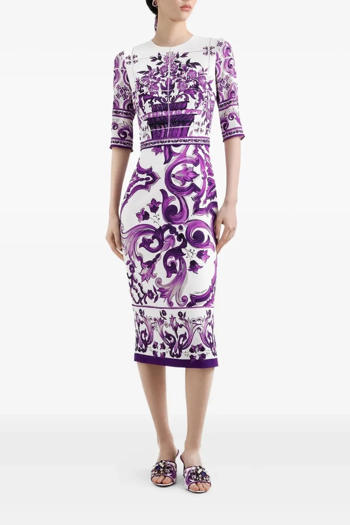 Dolce & Gabbana Maiolica-Print Midi-Kleid - alternate view