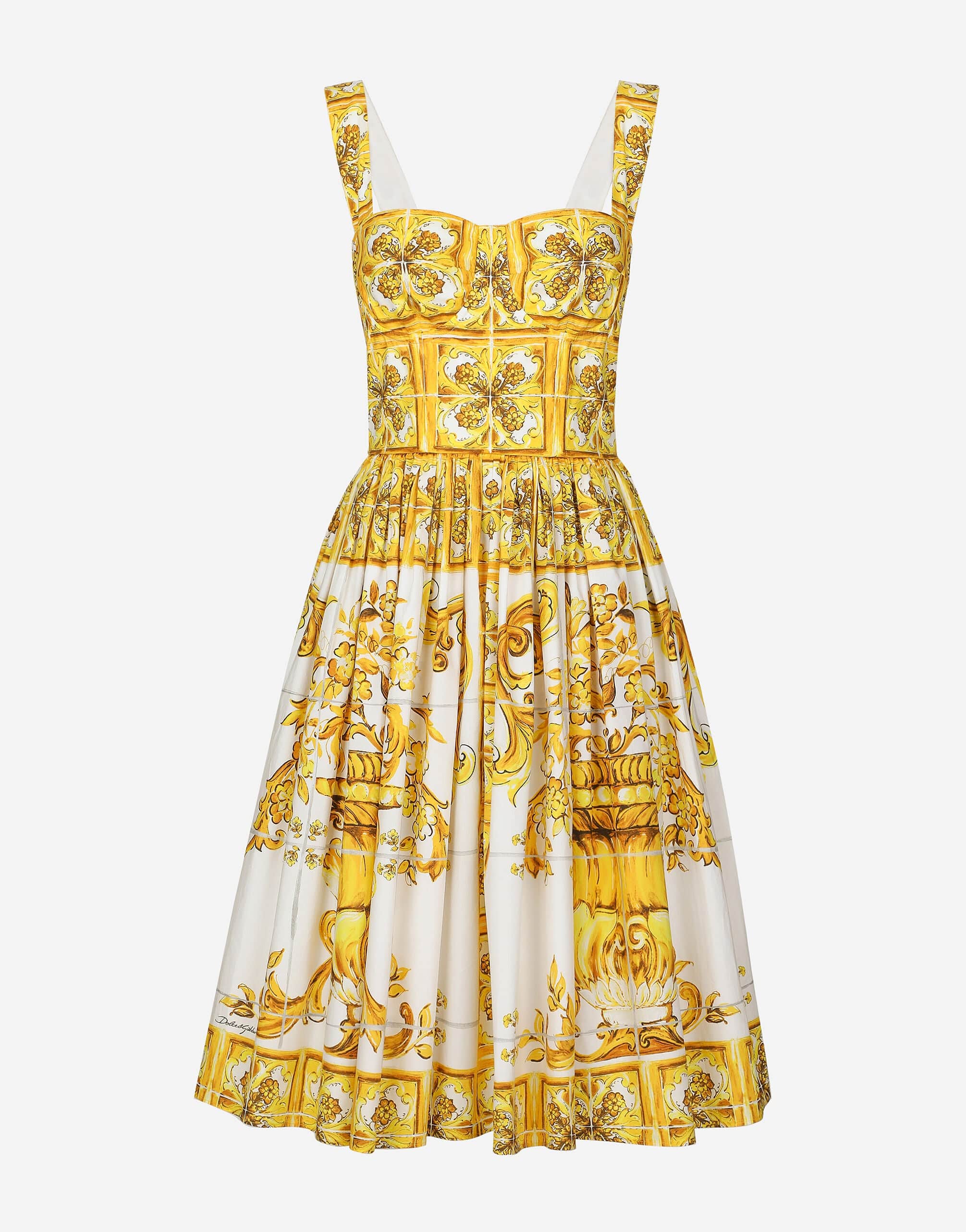 Dolce & Gabbana Majolica Flared Cotton Dress