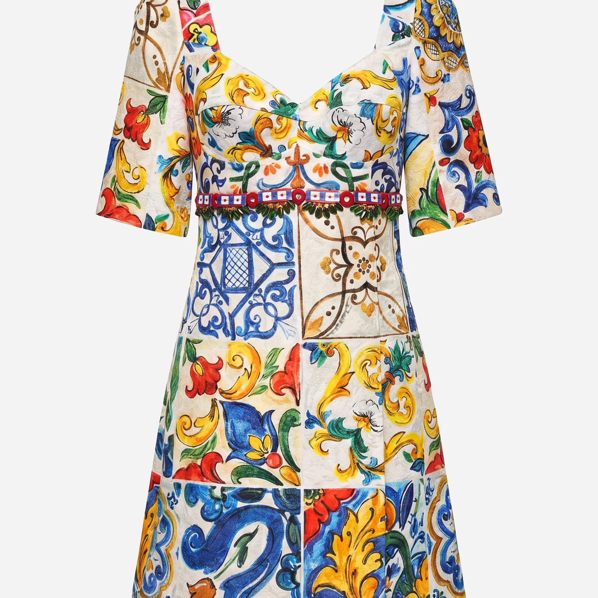majolica laced mini dress Handmade Italian designer Brocade Majolica print sleeveless mini dress, purple White Minidress summer dress