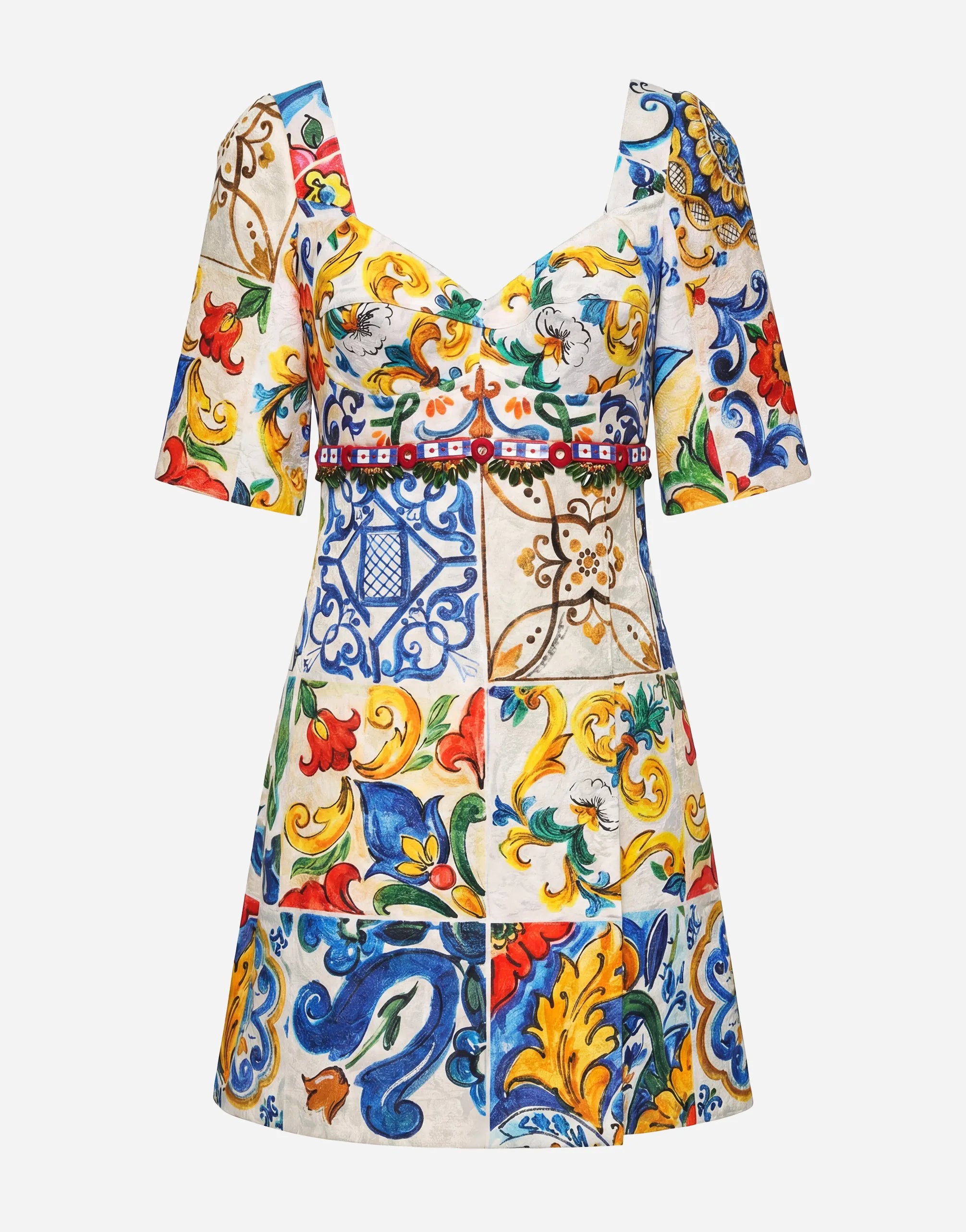 Dolce & Gabbana Majolica Patchwork Print Mini Dress