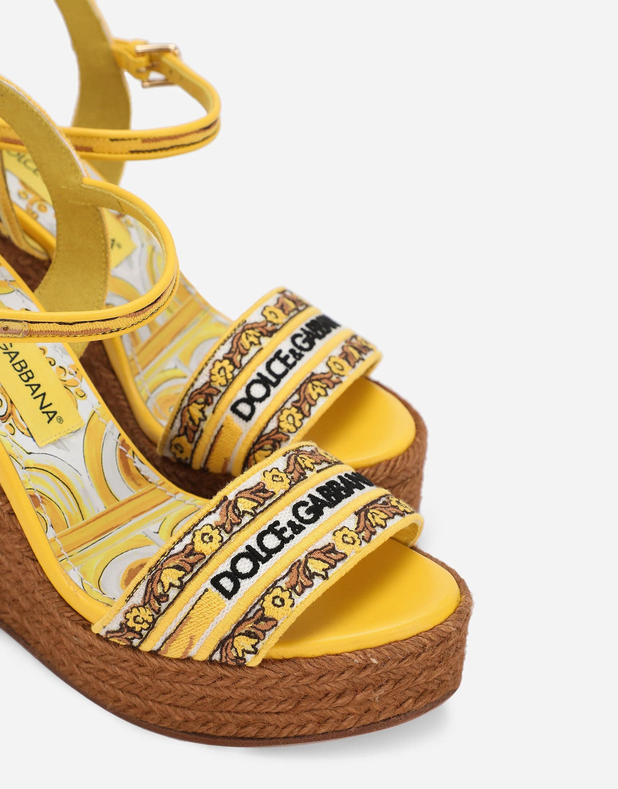 Dolce & Gabbana Majolica-Print 90mm Wedge Sandals