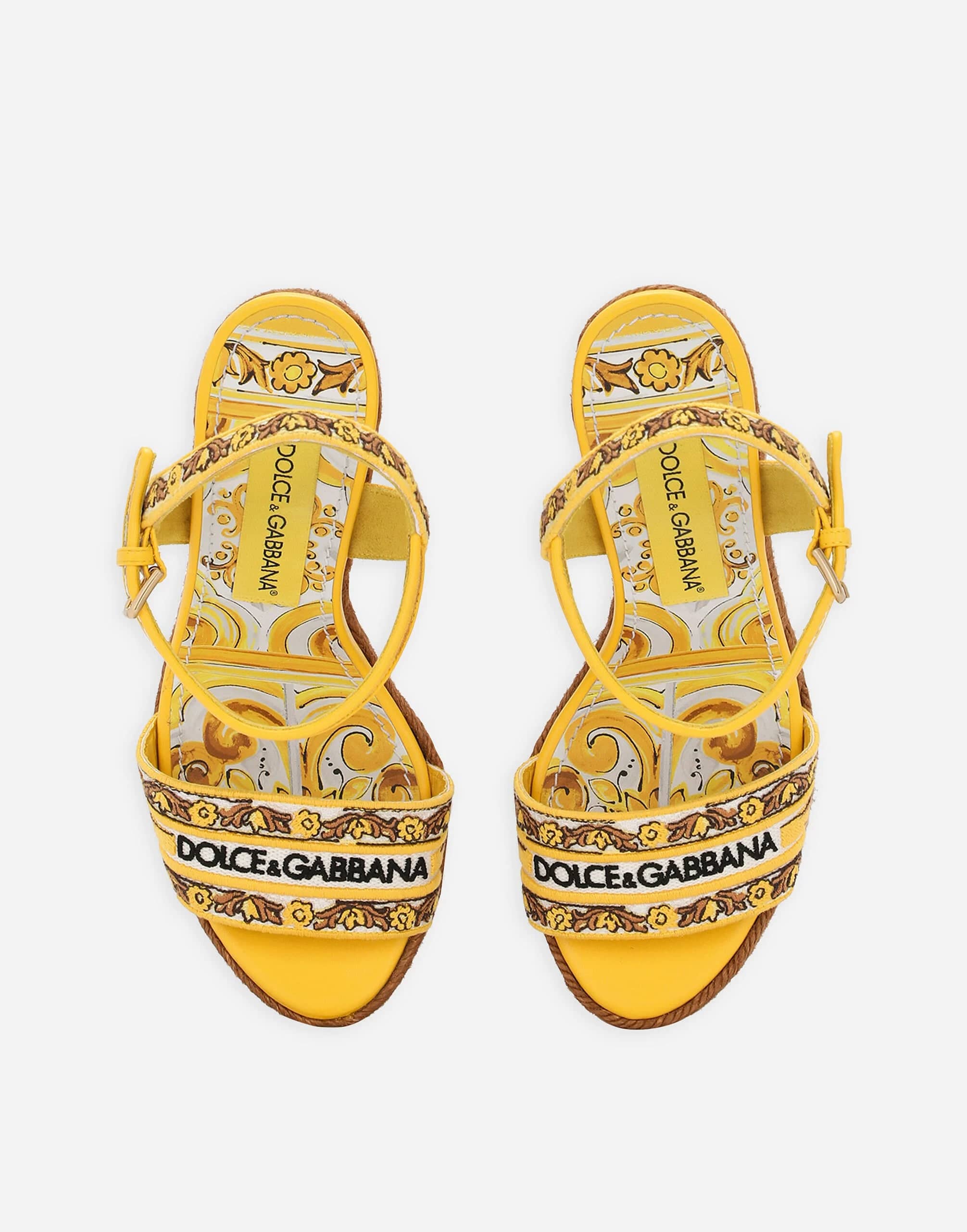 Dolce & Gabbana Majolica-Print 90mm Wedge Sandals