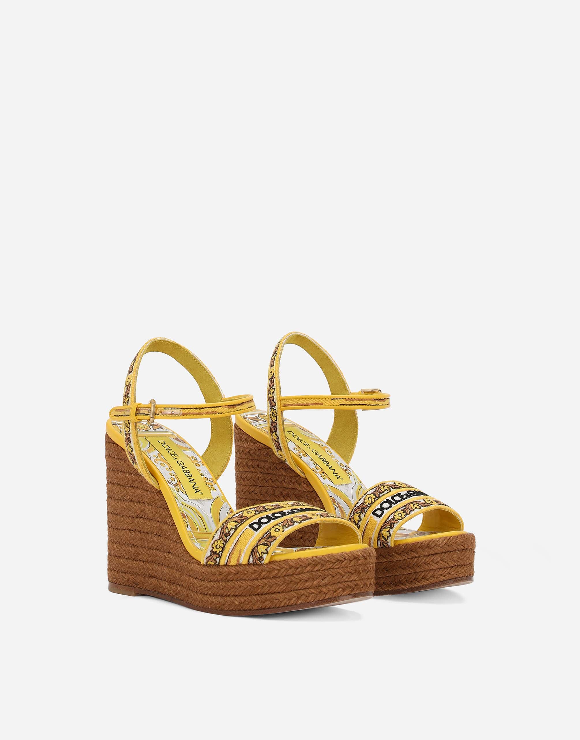 Dolce & Gabbana Majolica-Print 90mm Wedge Sandals