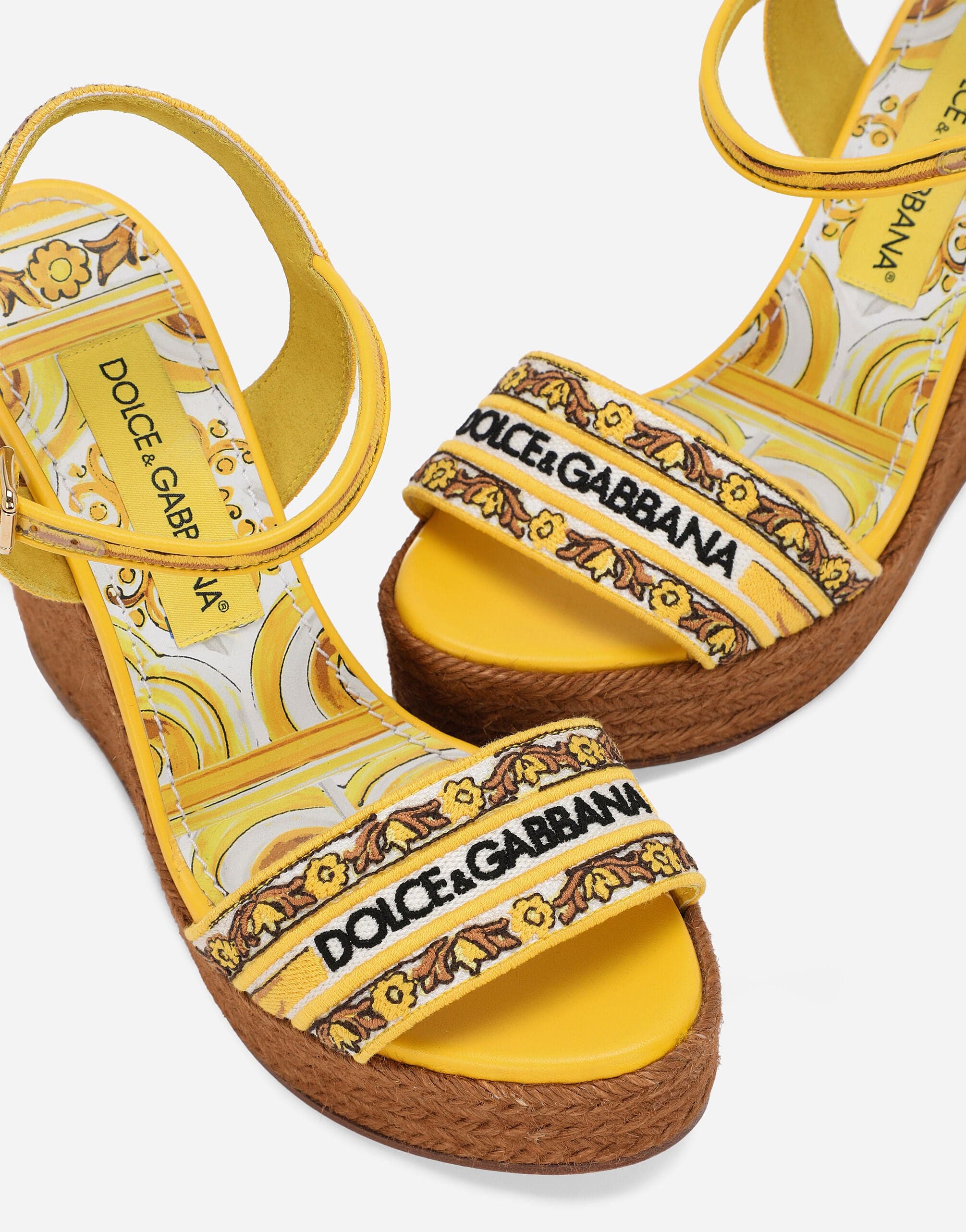 Dolce & Gabbana Majolica-Print 90mm Wedge Sandals