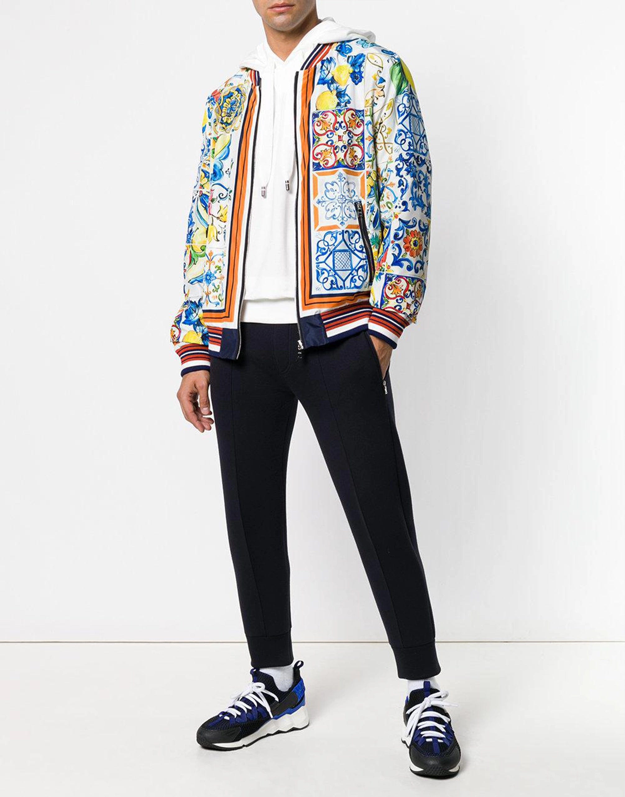 Dolce & Gabbana Majolica Print Bomber Jacket