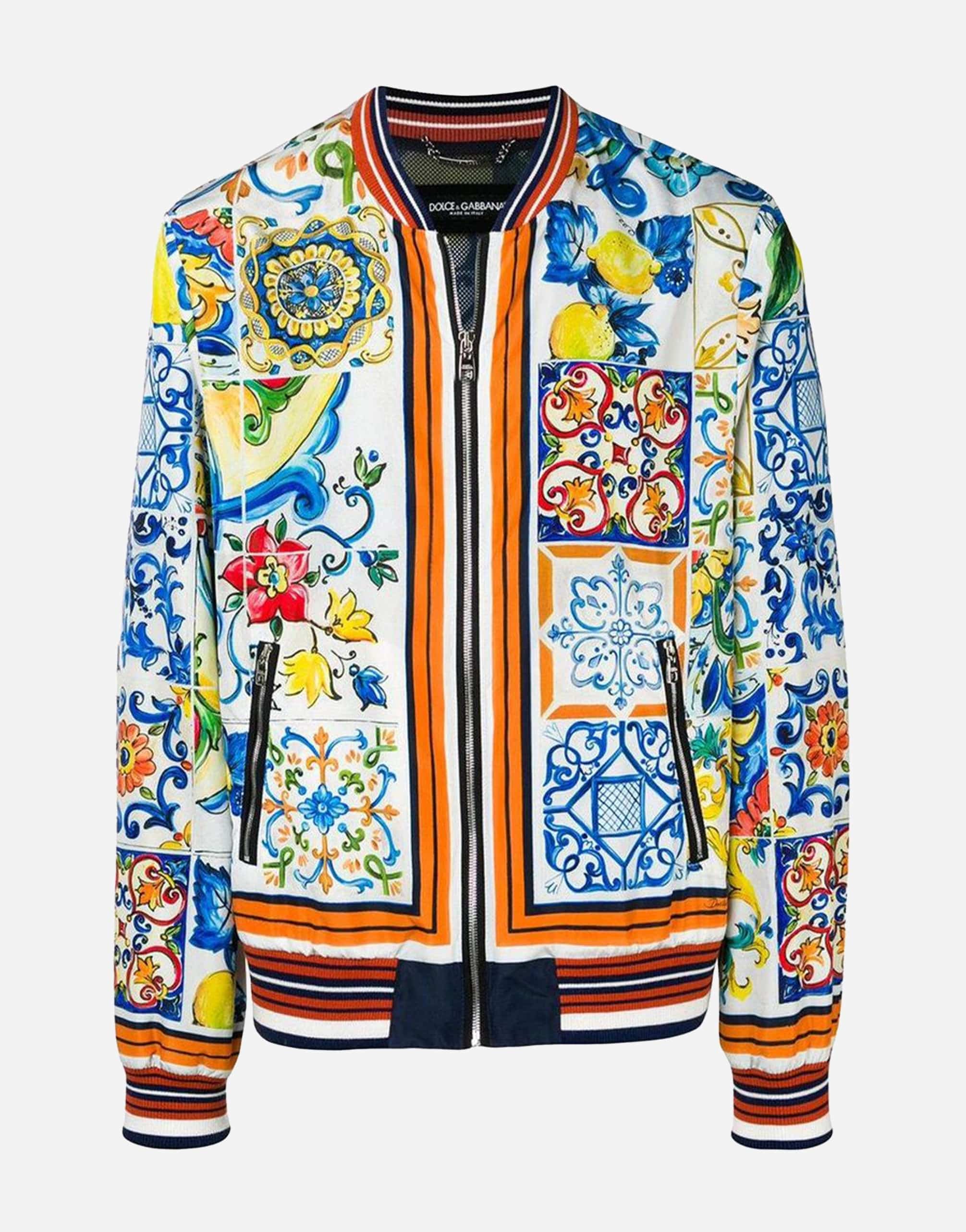 Dolce & Gabbana Majolica Print Bomber Jacket