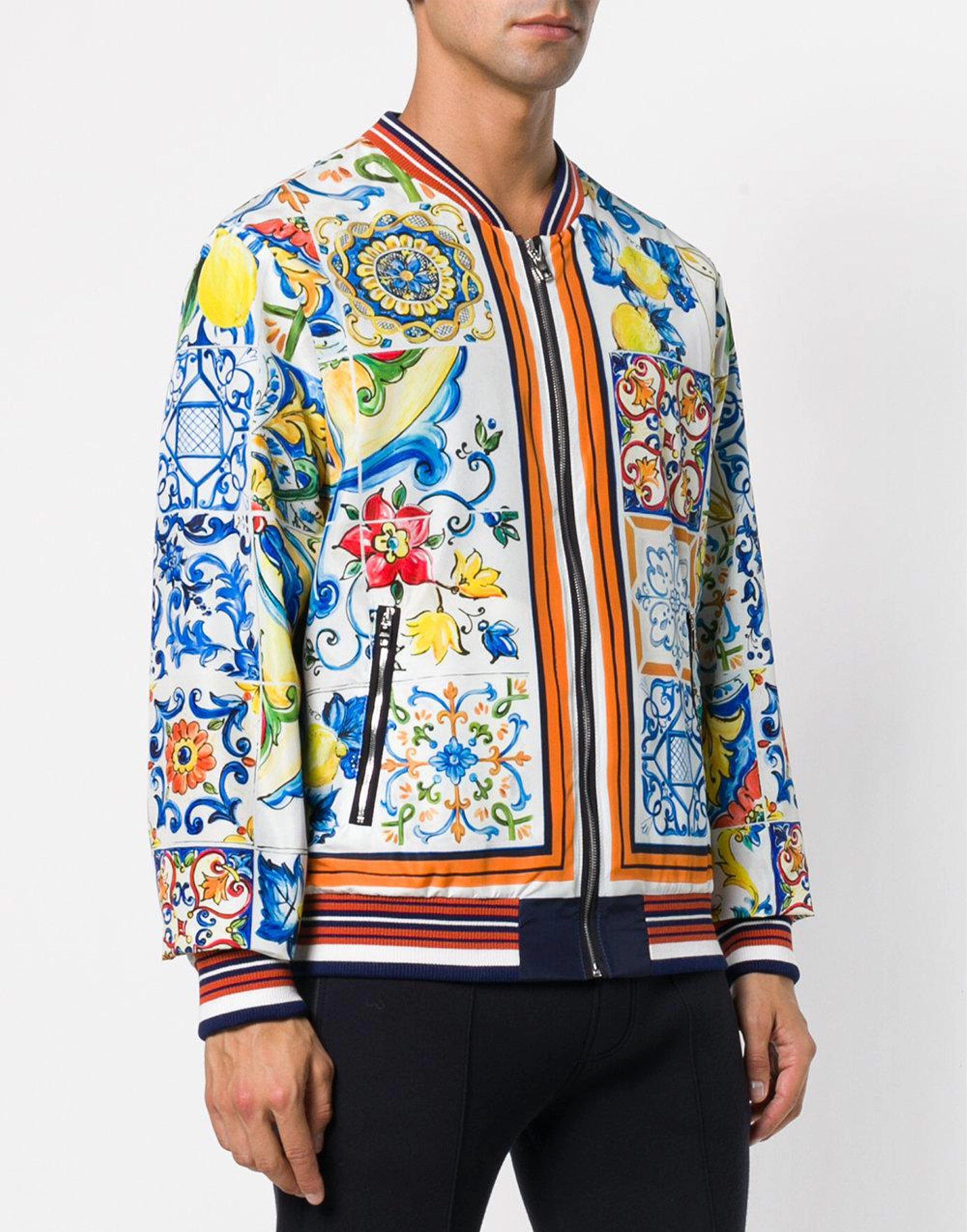 Dolce & Gabbana Majolica Print Bomber Jacket