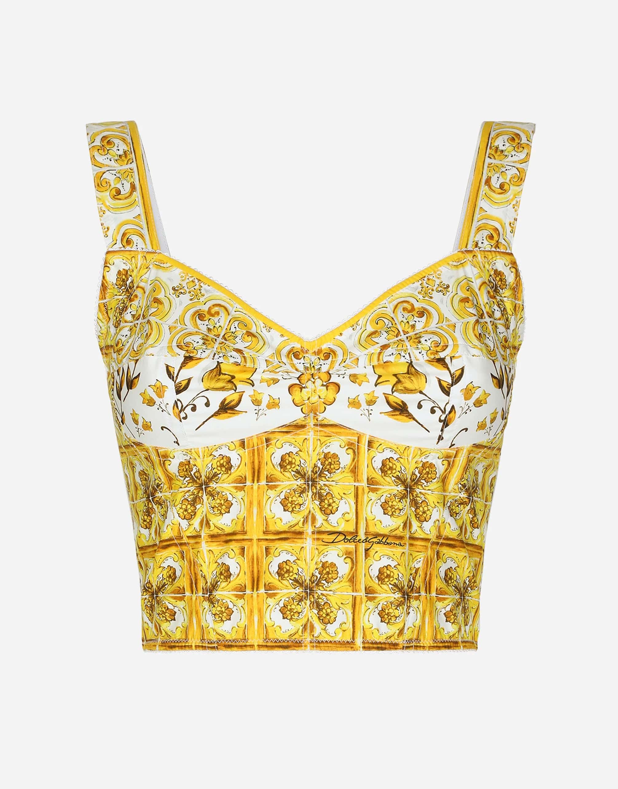 Dolce & Gabbana Majolica-Print Corset Crop Top