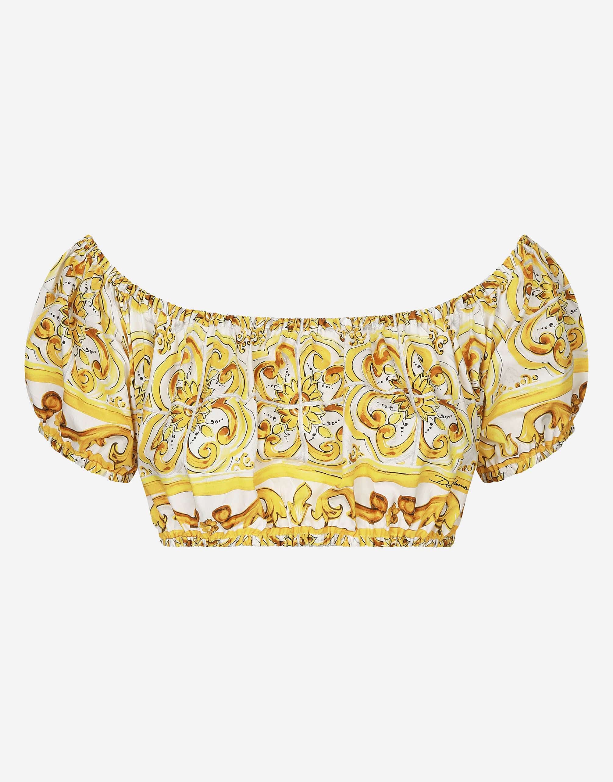 Dolce & Gabbana Majolica-Print Cotton Crop Top