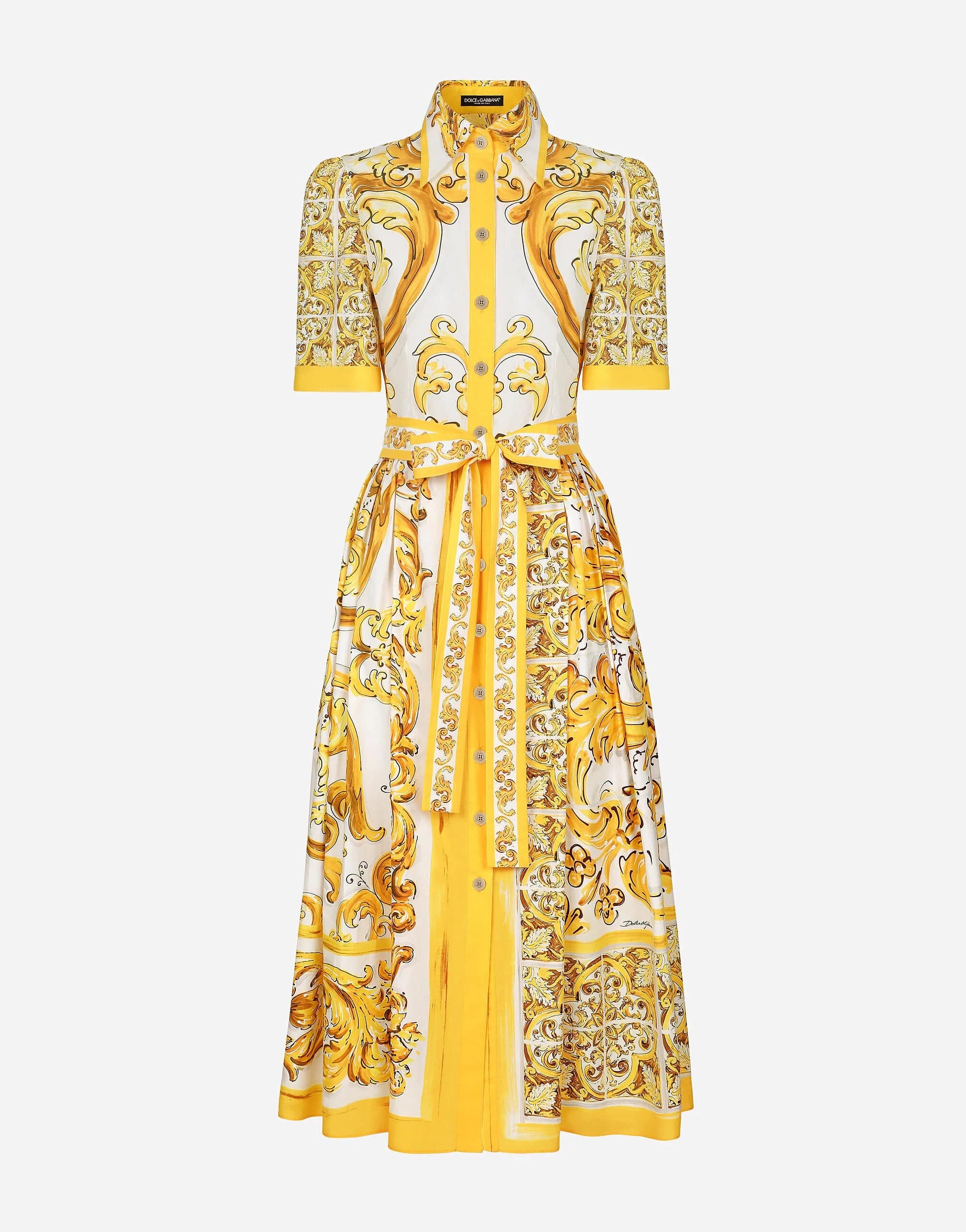 Dolce & Gabbana Majolica-Print Cotton Shirtdress