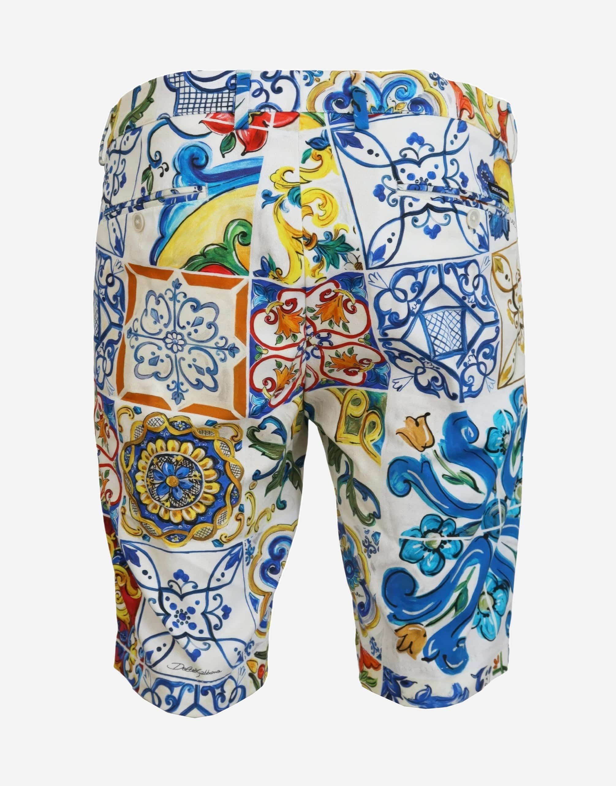 Dolce amp; Gabbana Kids vegetable-print stripe-trim cotton shorts - Blue
