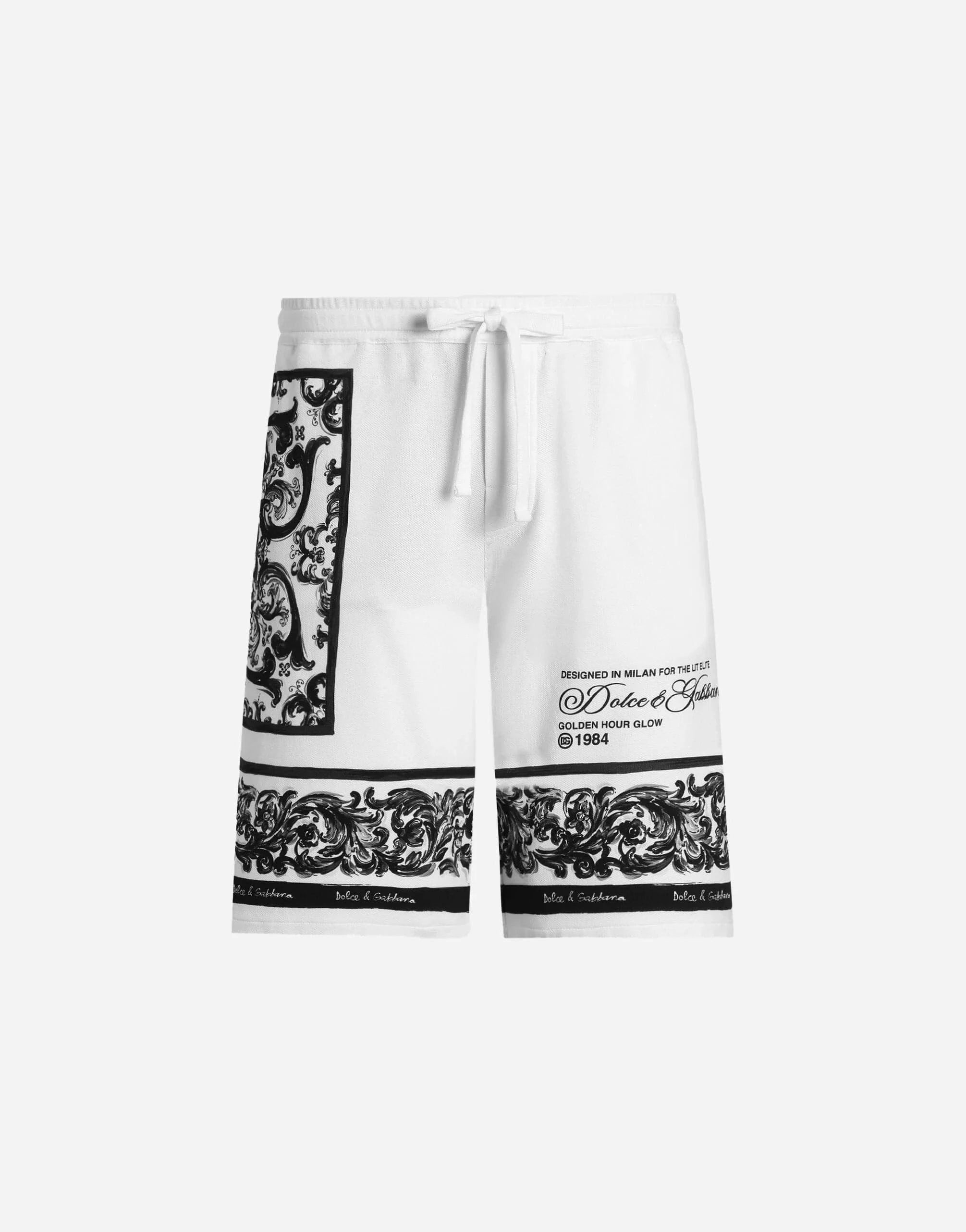 Dolce & Gabbana Majolica-Print Double Piqué Shorts Dolce & Gabbana Majolica-Print Double Piqué Shorts