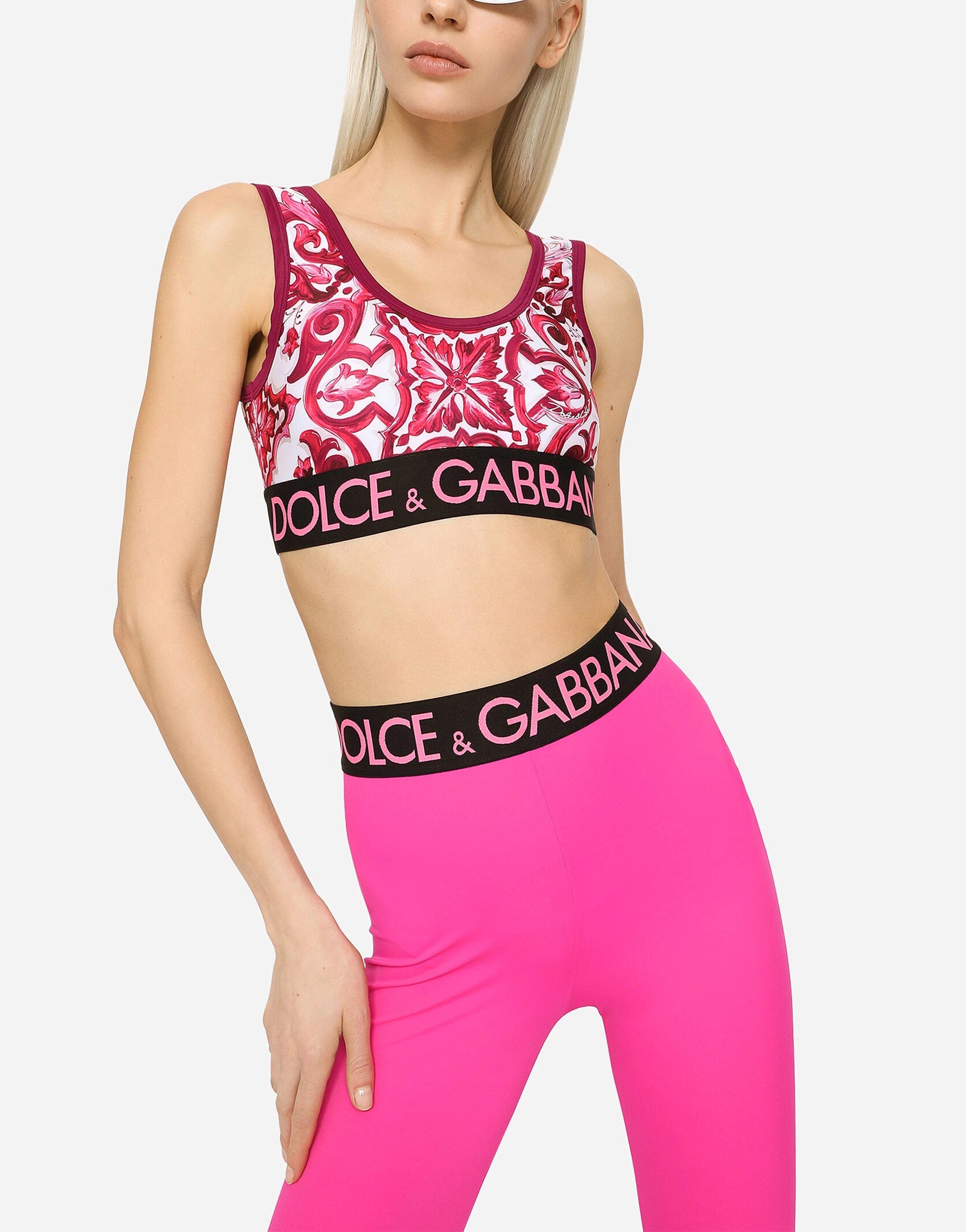 Dolce & Gabbana Majolica-Print Jersey Cropped Top