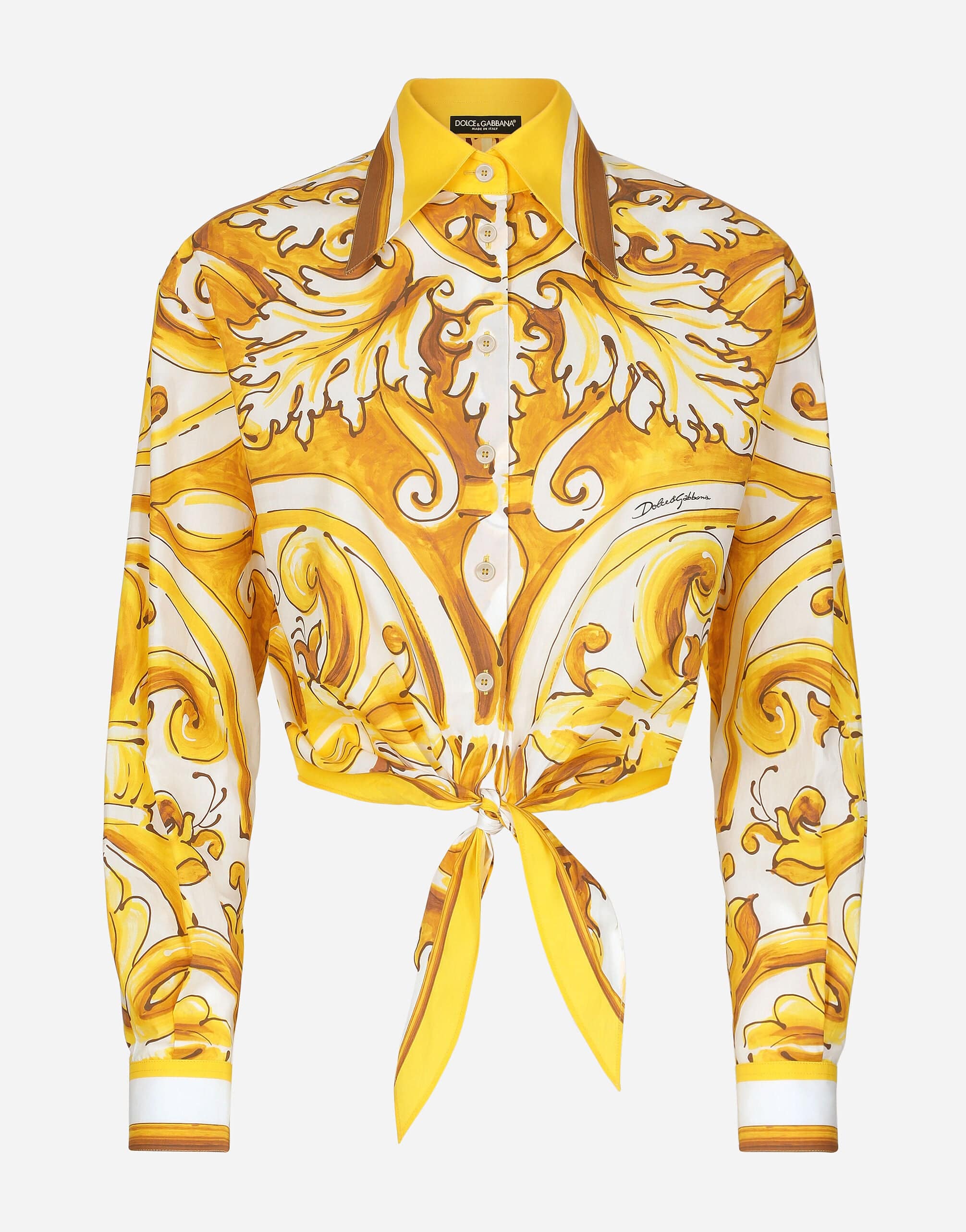 Dolce & Gabbana Majolica-Print Knotted Shirt