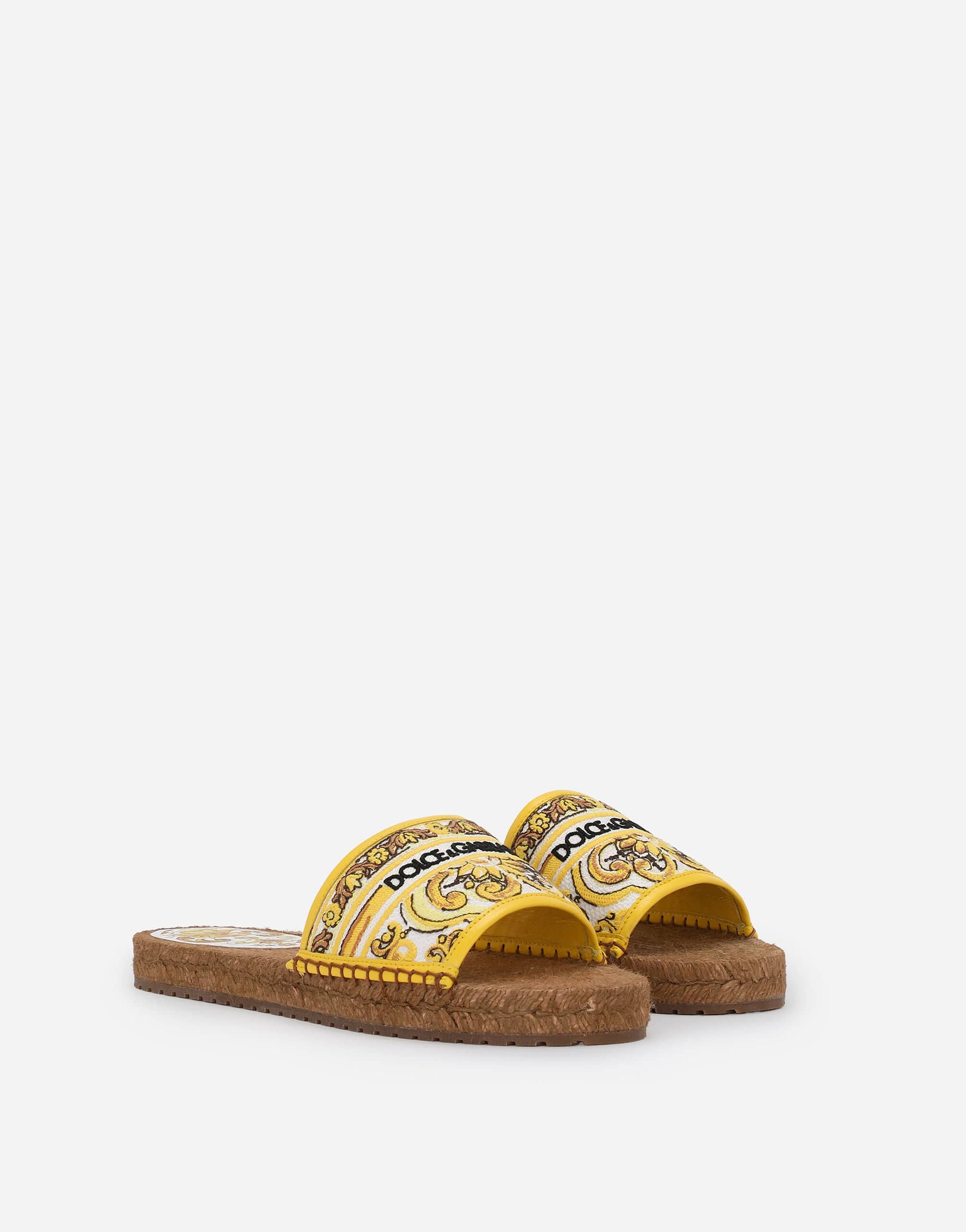 Dolce & Gabbana Majolica-Print Logo-Embroidered Sandals