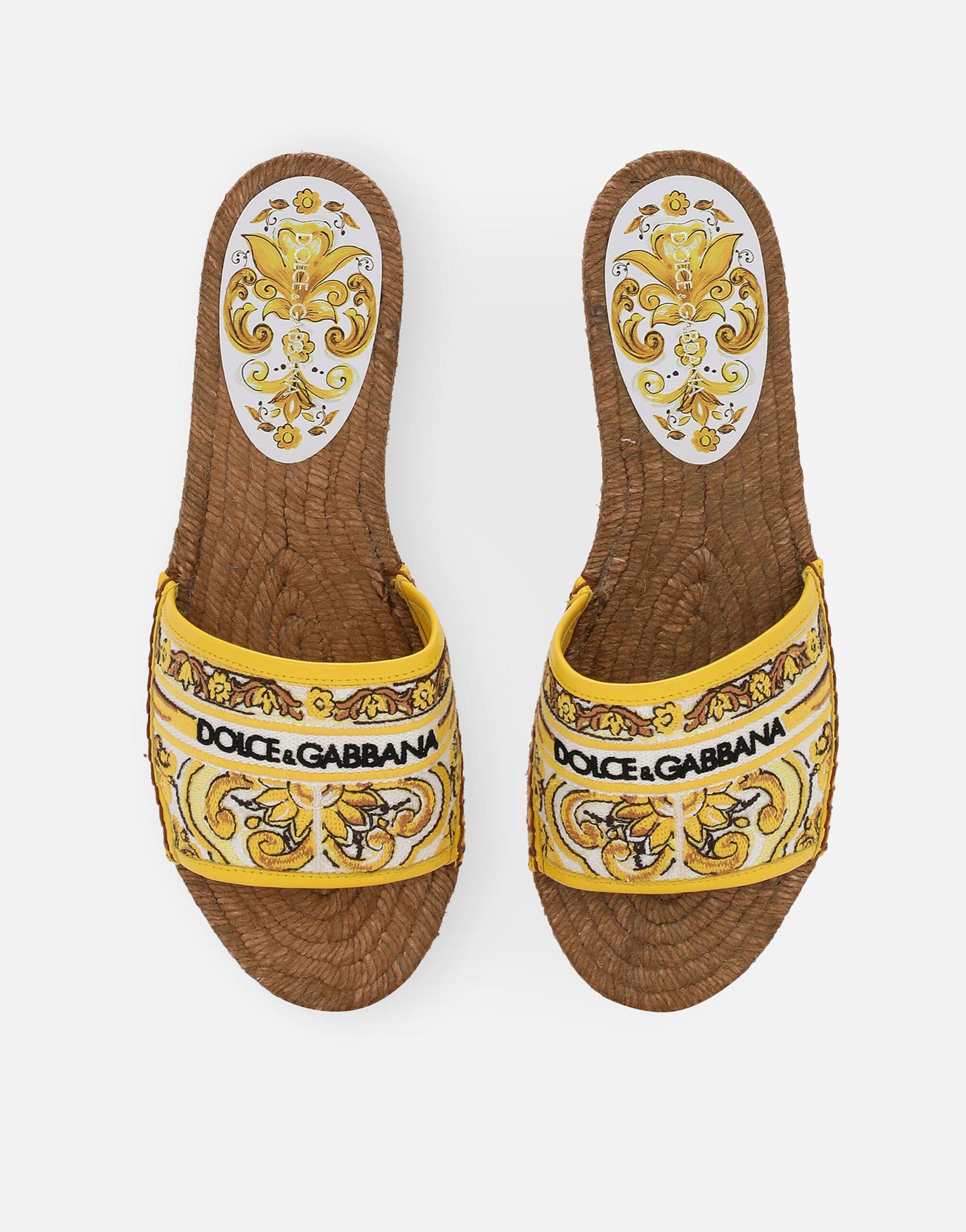 Dolce & Gabbana Majolica-Print Logo-Embroidered Sandals