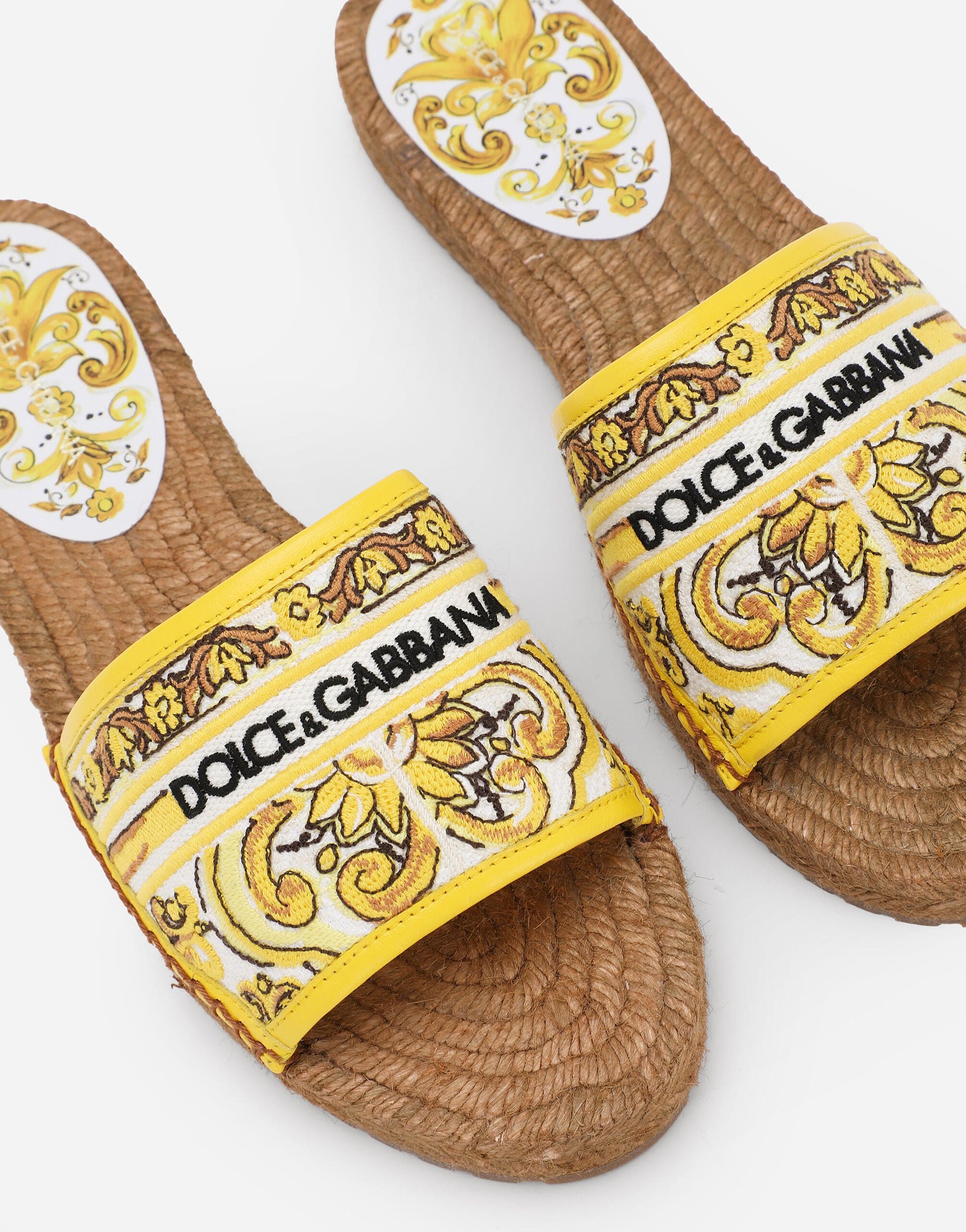 Dolce & Gabbana Majolica-Print Logo-Embroidered Sandals