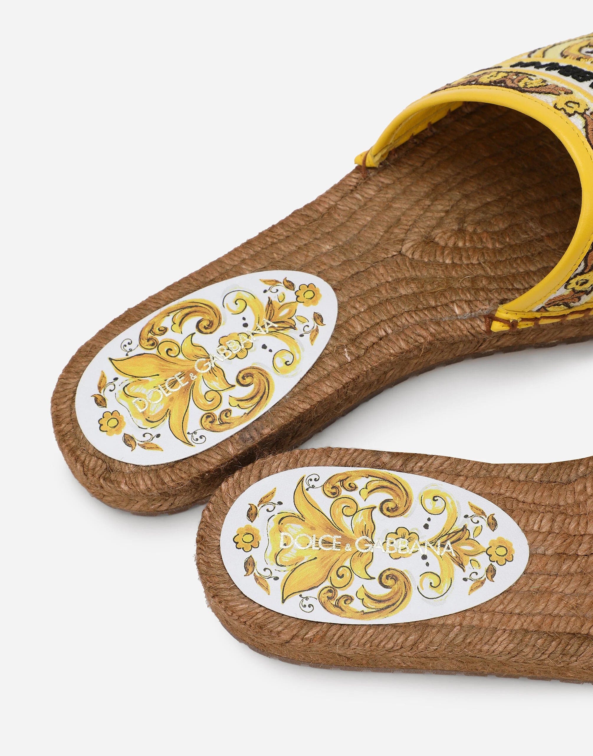 Dolce & Gabbana Majolica-Print Logo-Embroidered Sandals