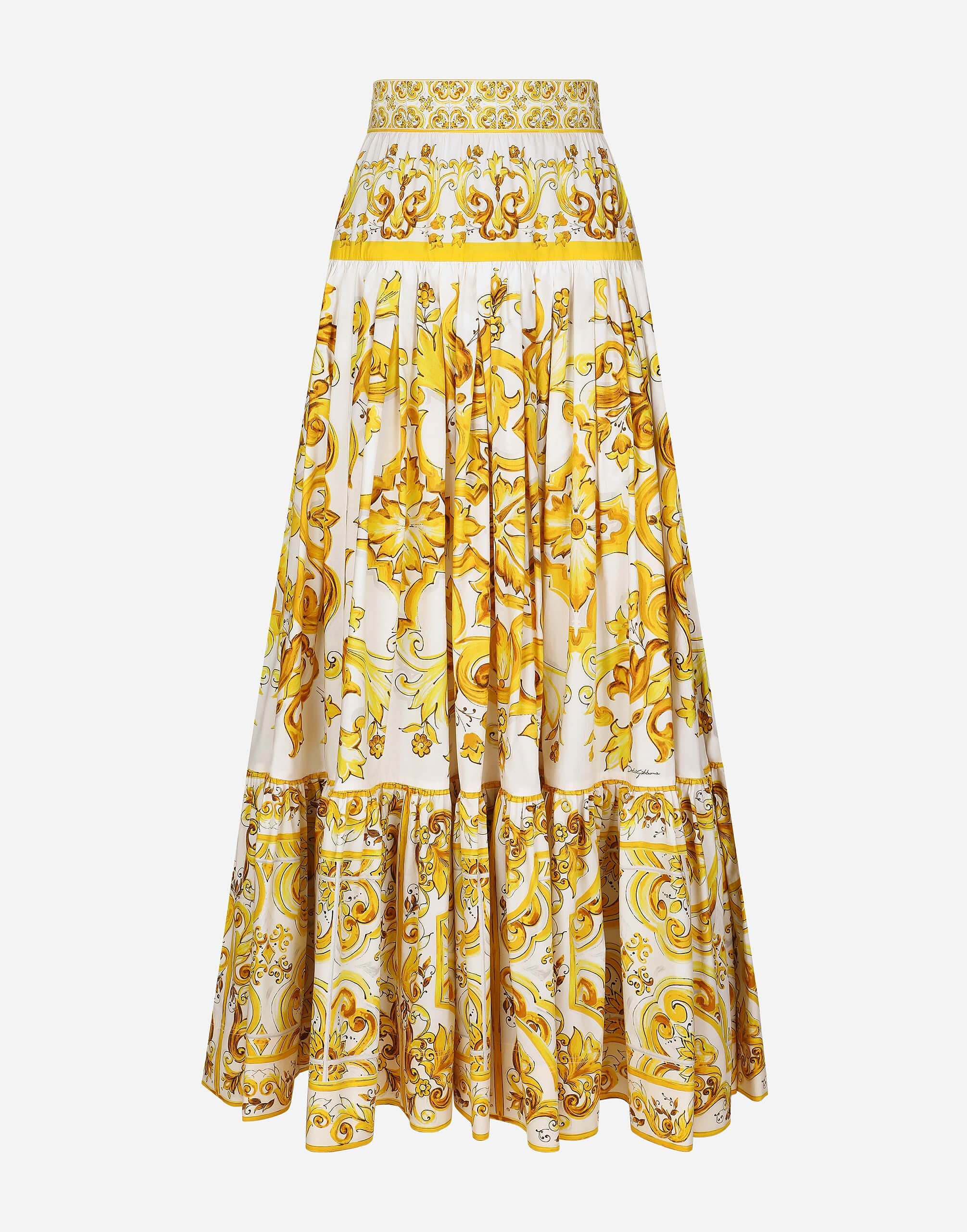 Dolce & Gabbana Majolica-Print Pleated Maxi Skirt