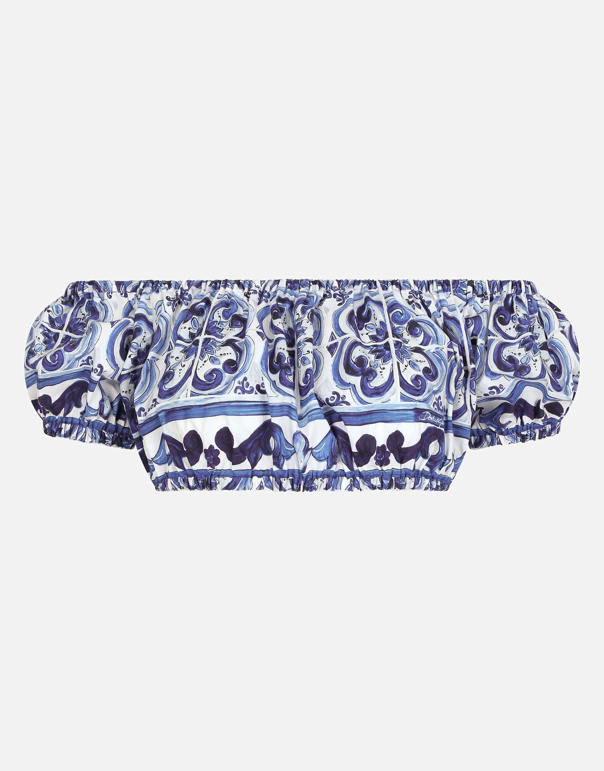 Dolce & Gabbana Majolica-Print Poplin Crop Top