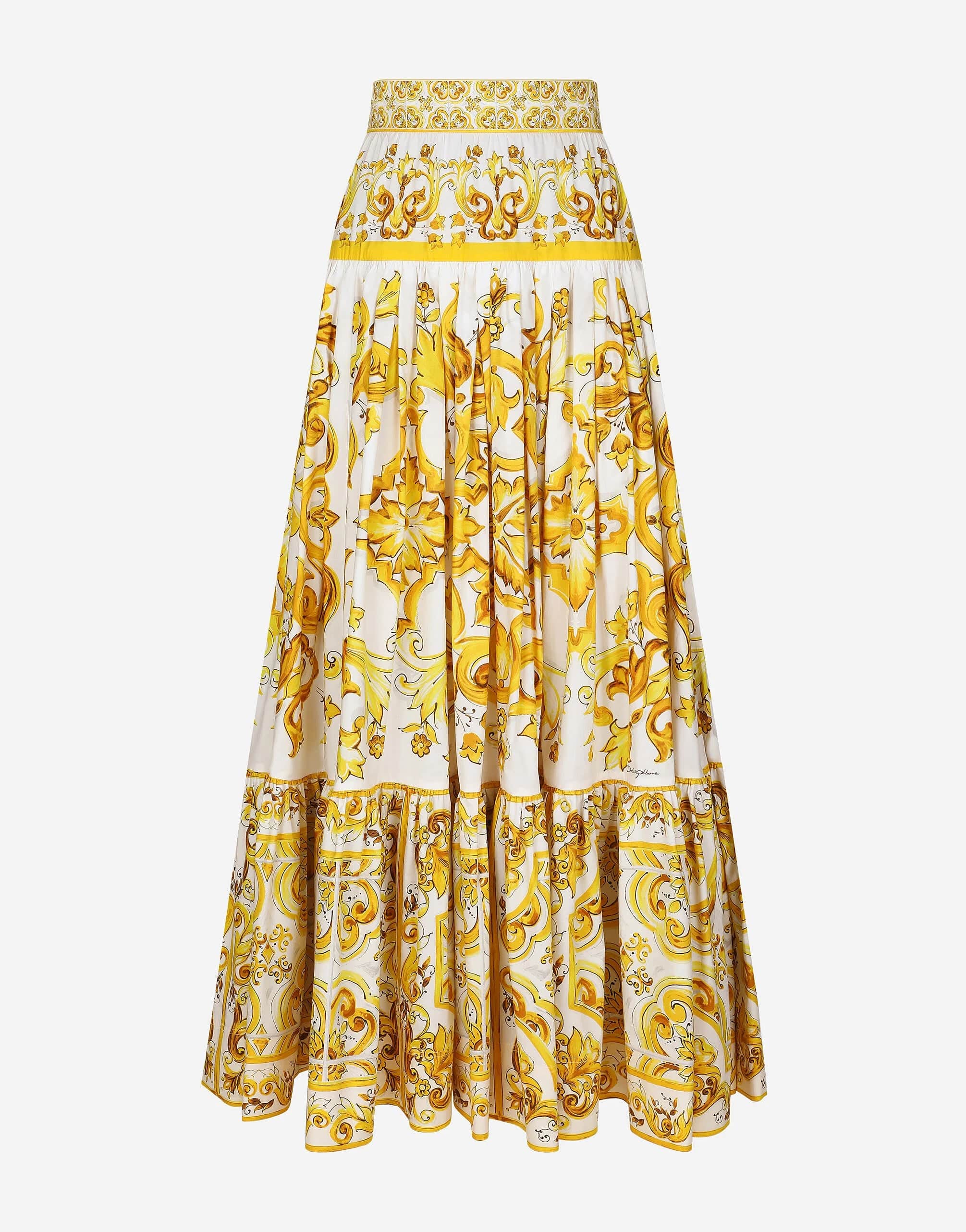 Dolce & Gabbana Majolica-Print Poplin Maxi Skirt