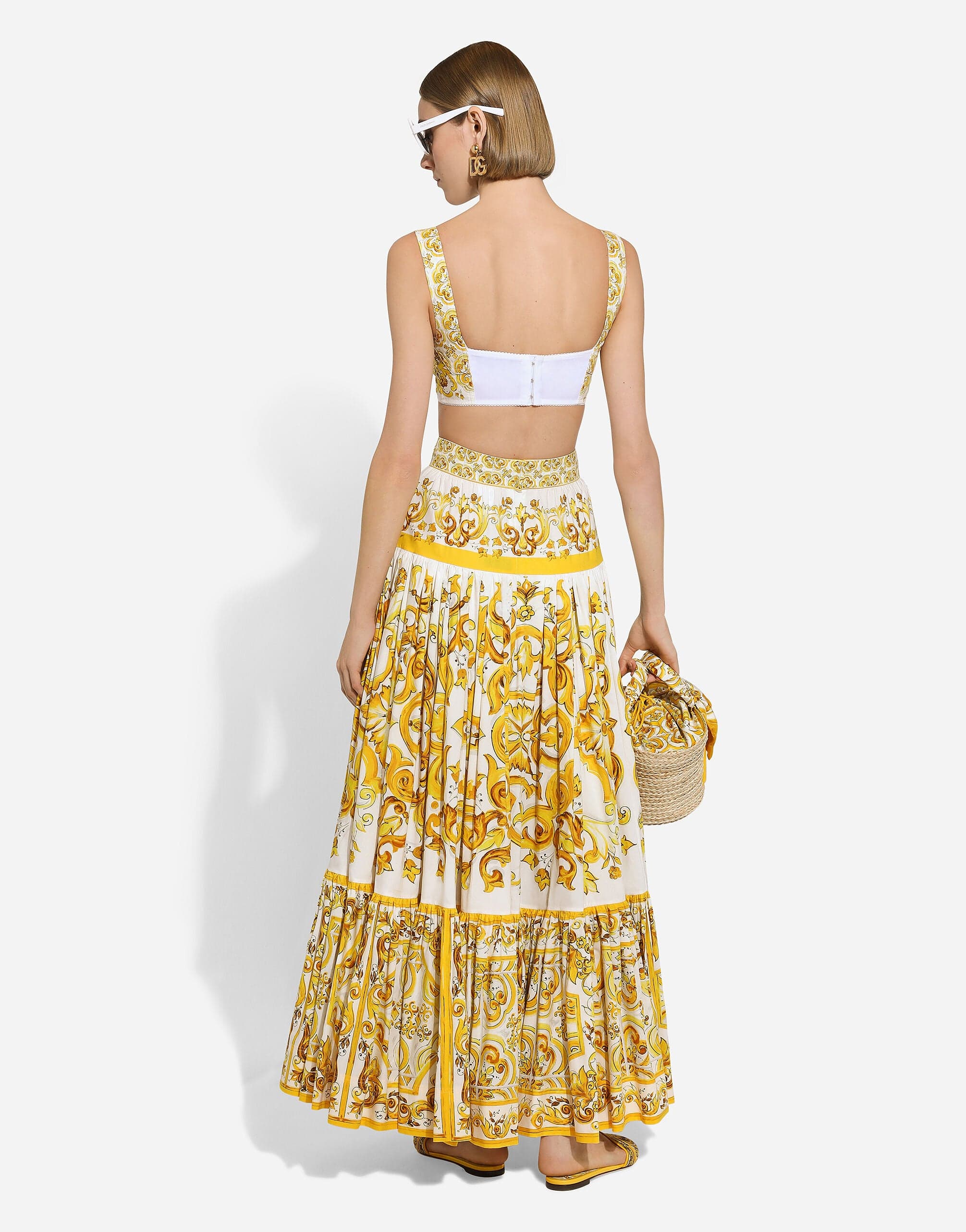 Dolce & Gabbana Majolica-Print Poplin Maxi Skirt